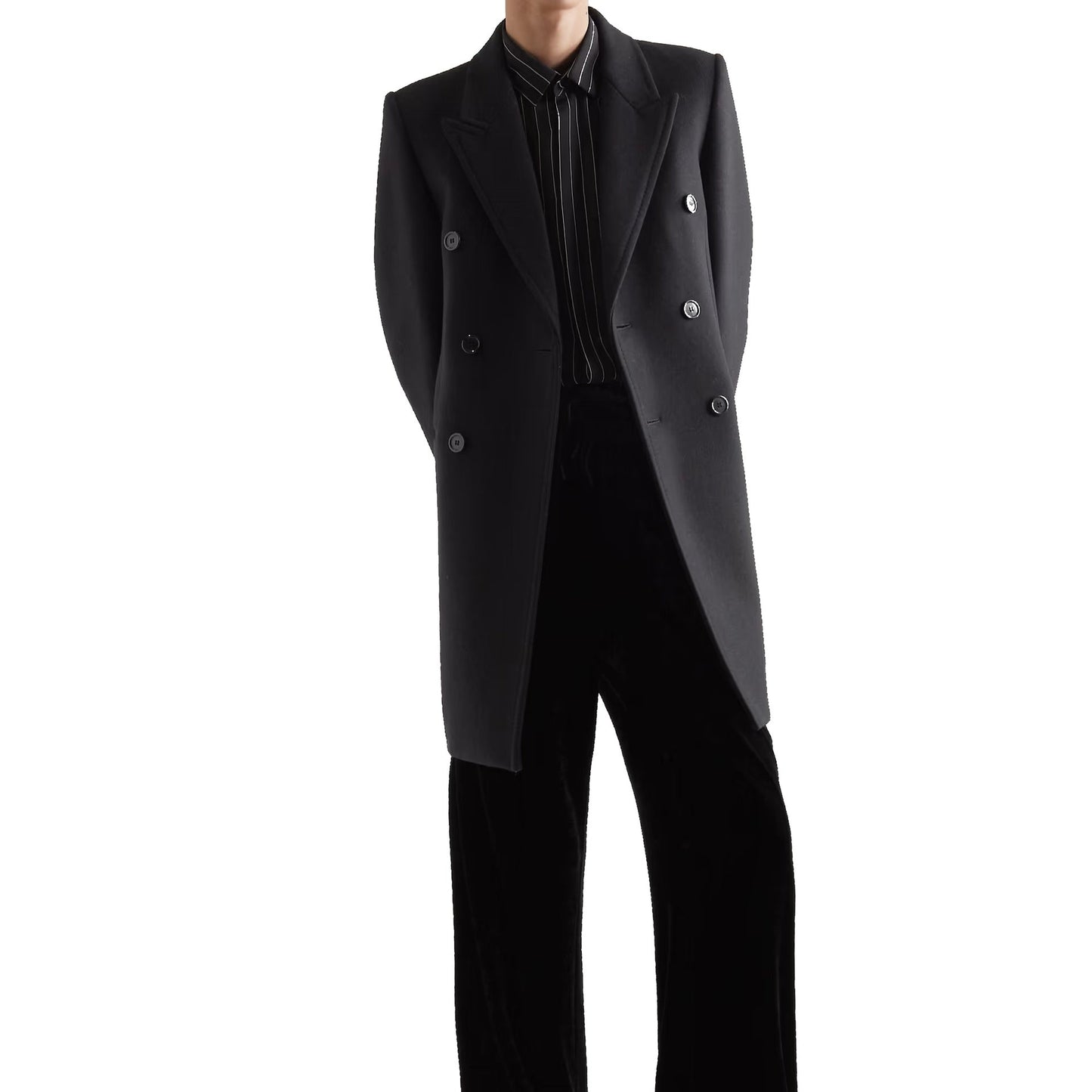 Saint Laurent Double-Breasted Wool Coat Men SAINT LAURENT