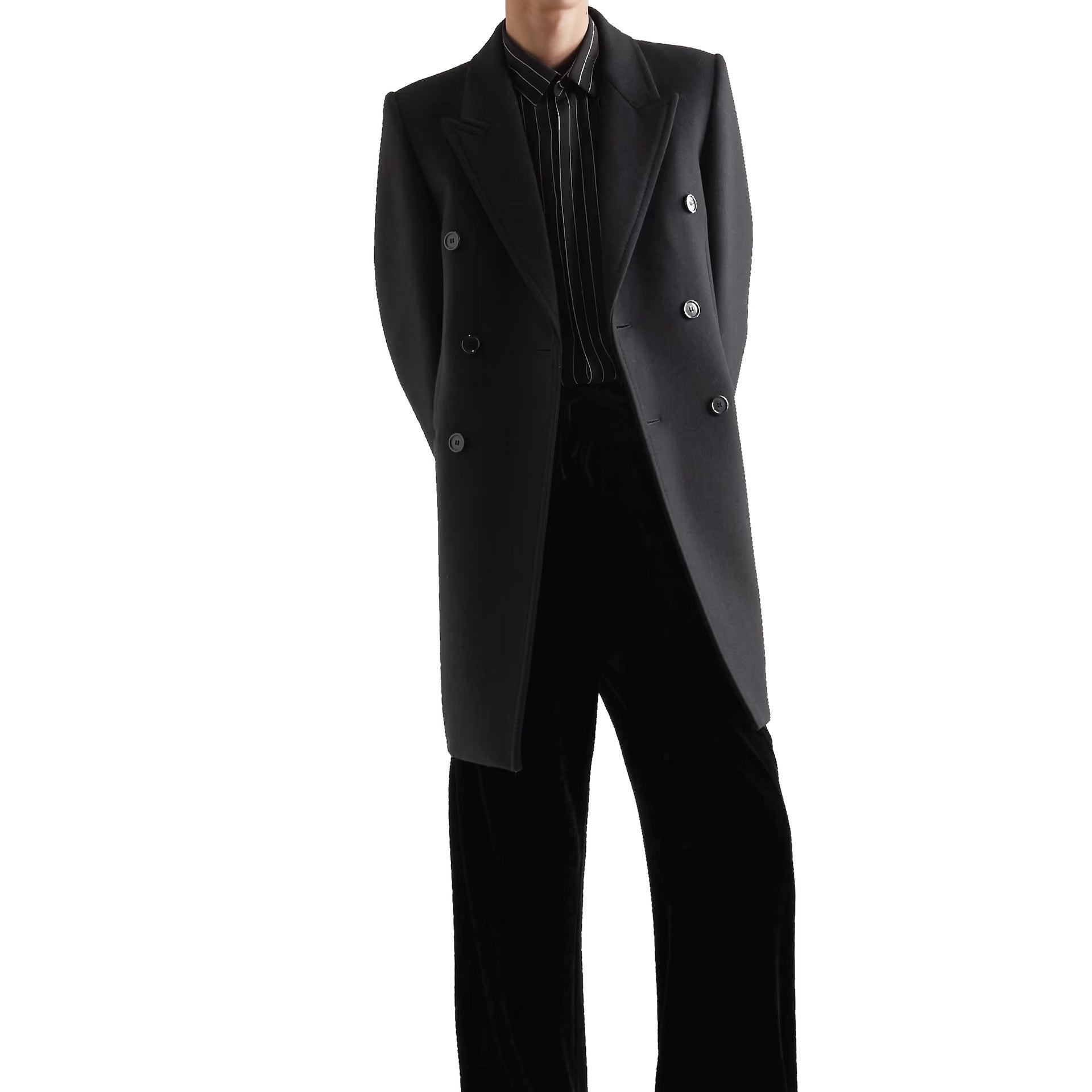 Saint Laurent Double-Breasted Wool Coat Men SAINT LAURENT