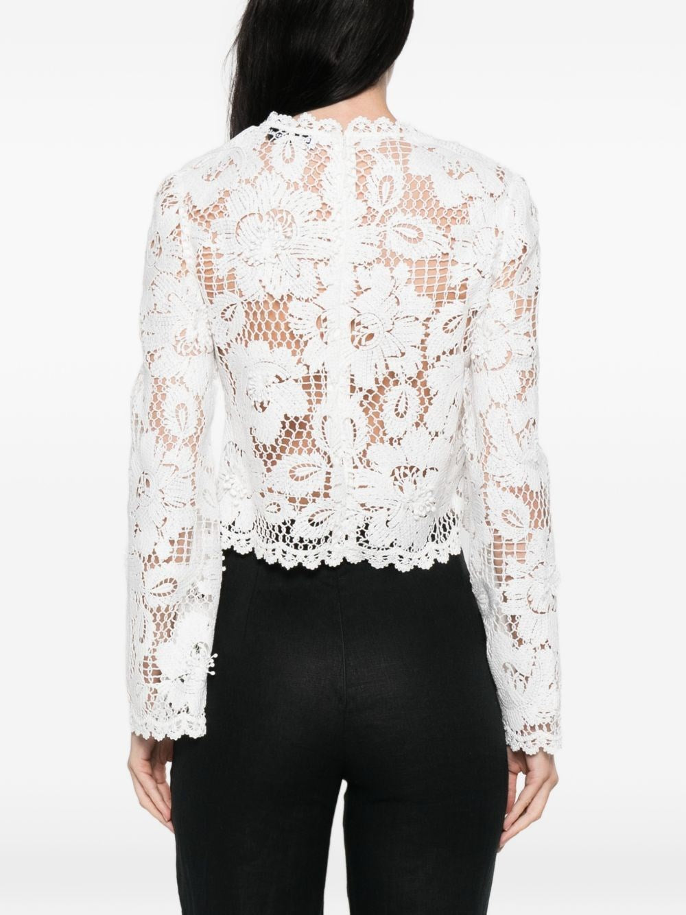 Self-Portrait Women White Crochet Lace Top SELF-PORTRAIT