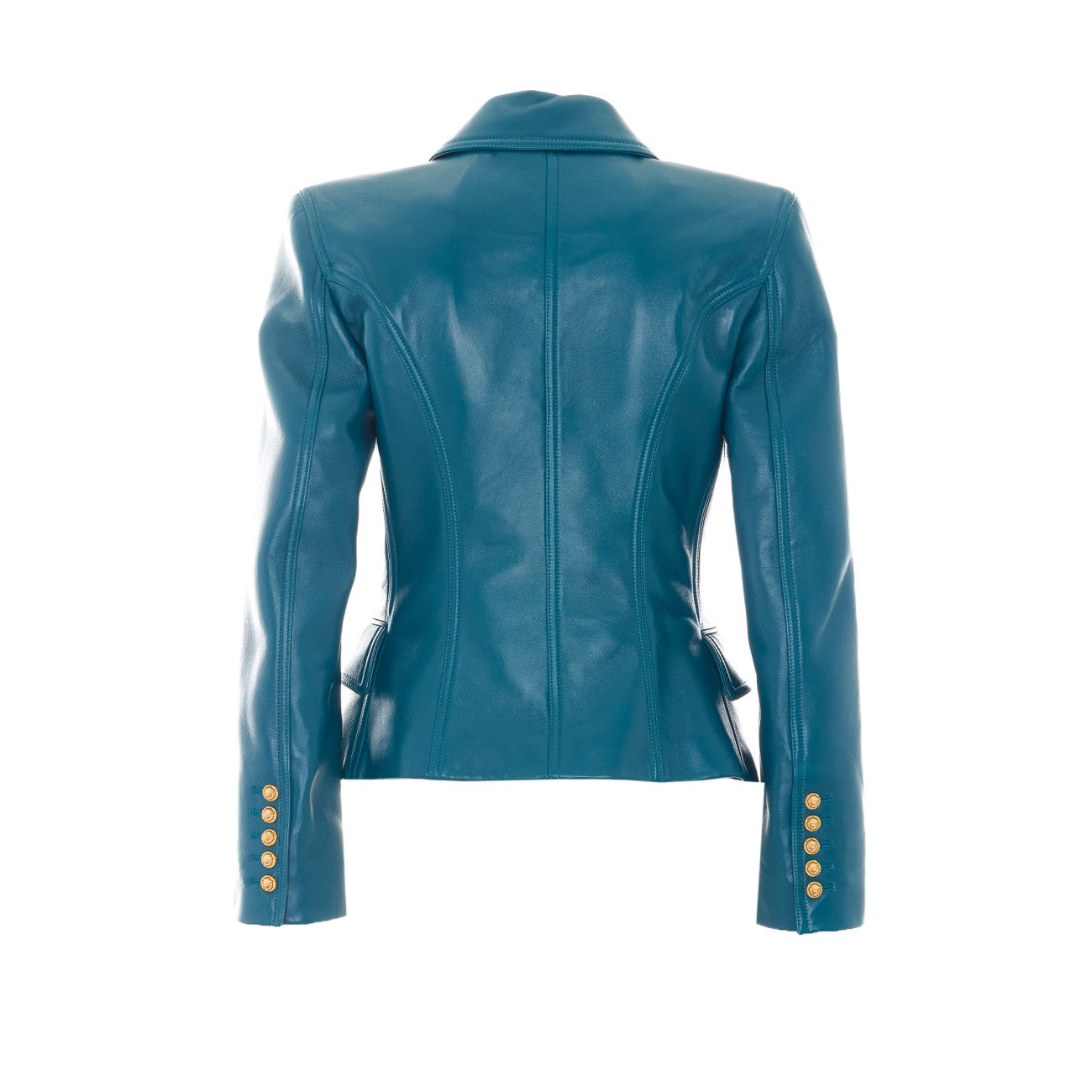 Balmain Women 6 Buttons Double Breasted Leather Jacket BALMAIN