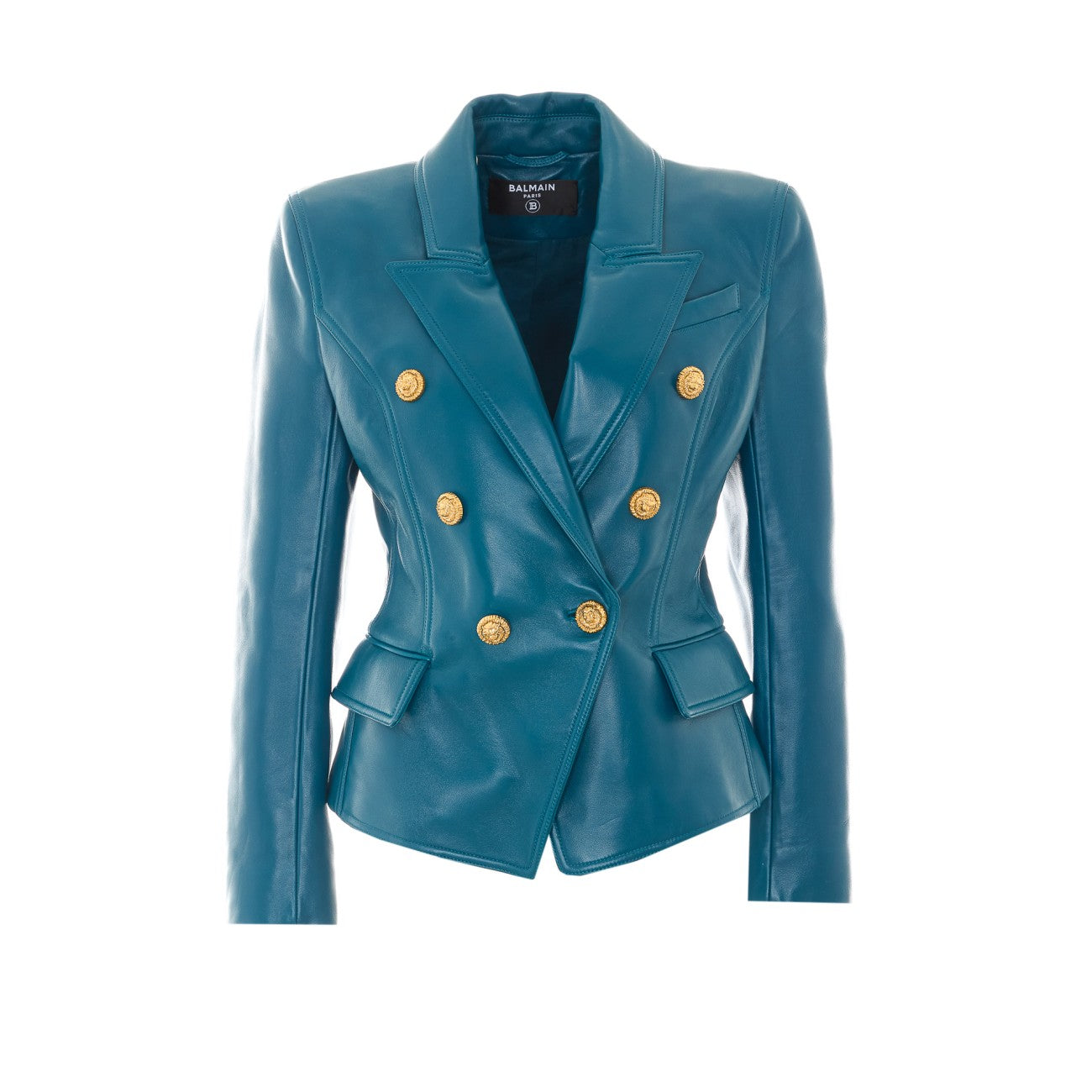 Balmain Women 6 Buttons Double Breasted Leather Jacket BALMAIN