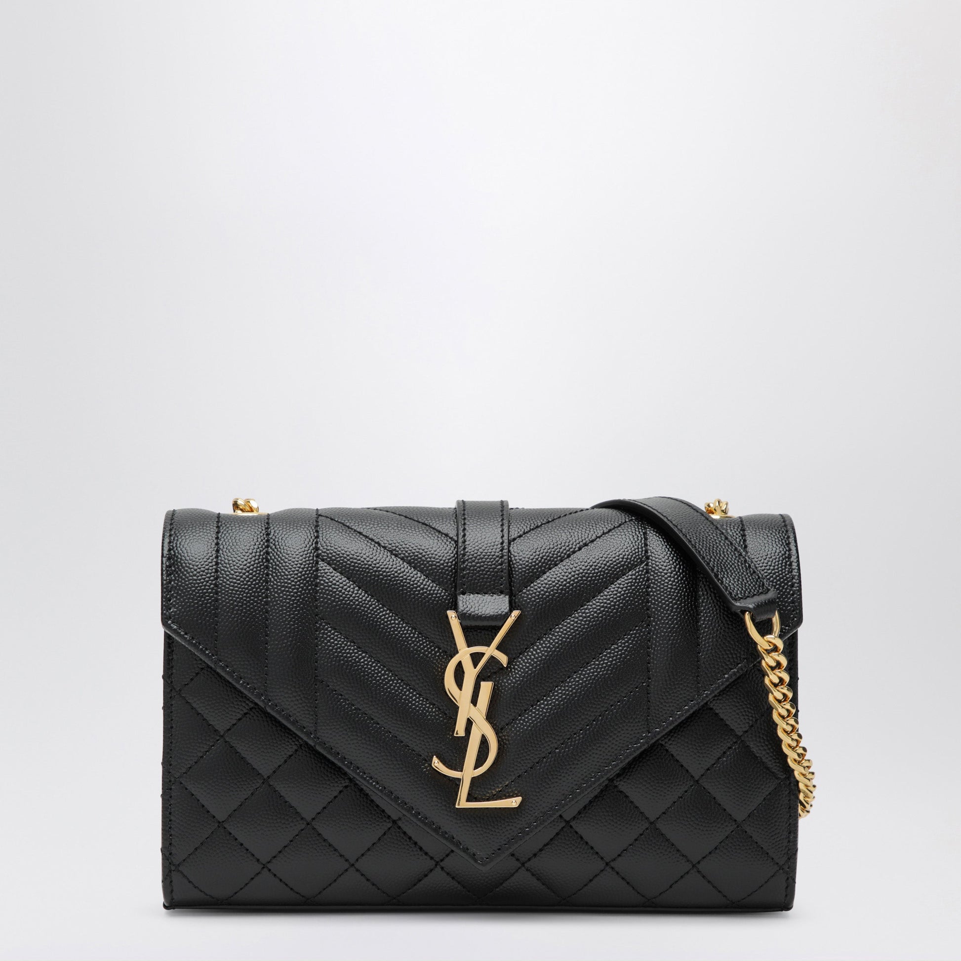 Saint Laurent Small Envelope Flap Bag In Quilted Leather, Black Women SAINT LAURENT