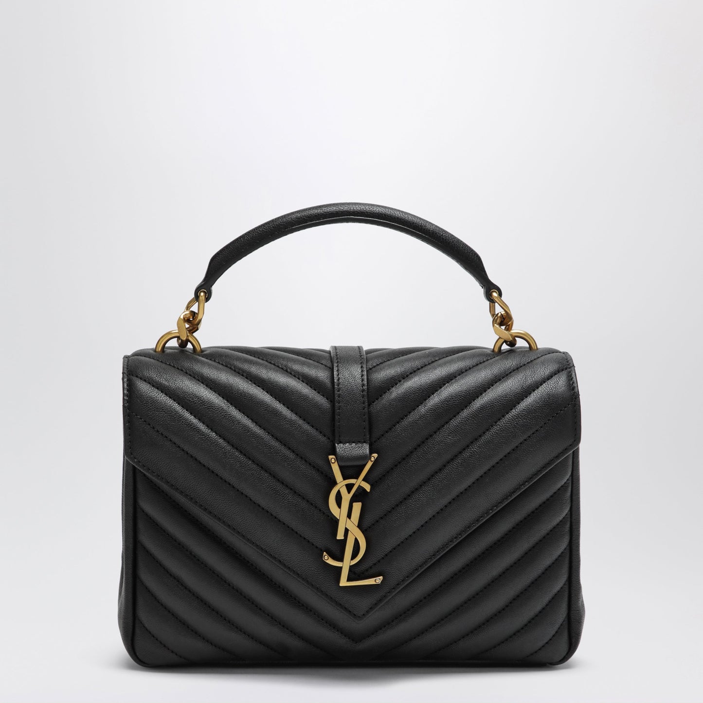 Saint Laurent Medium College Bag In Black Quilted Leather Women SAINT LAURENT