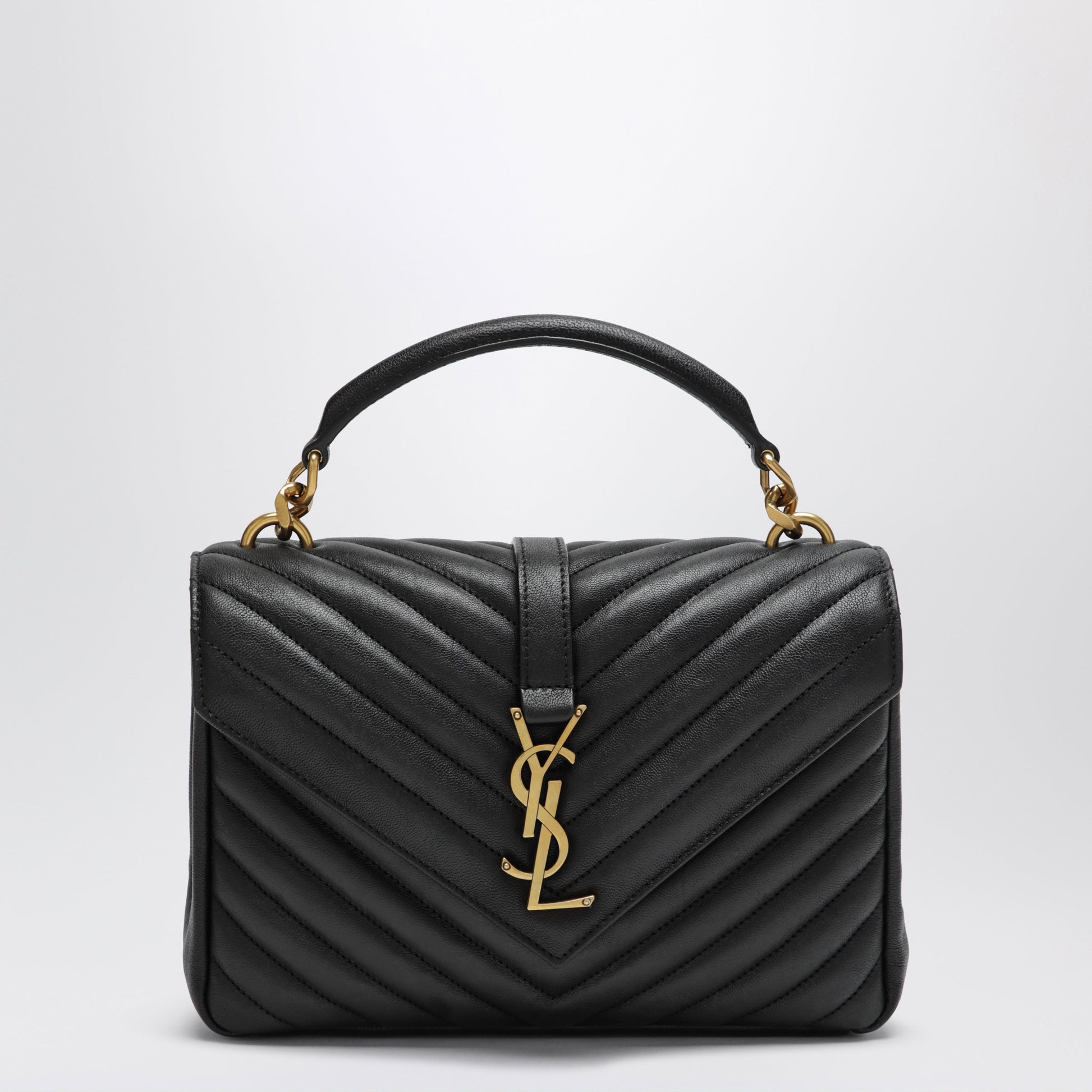 Saint Laurent Medium College Bag In Black Quilted Leather Women SAINT LAURENT