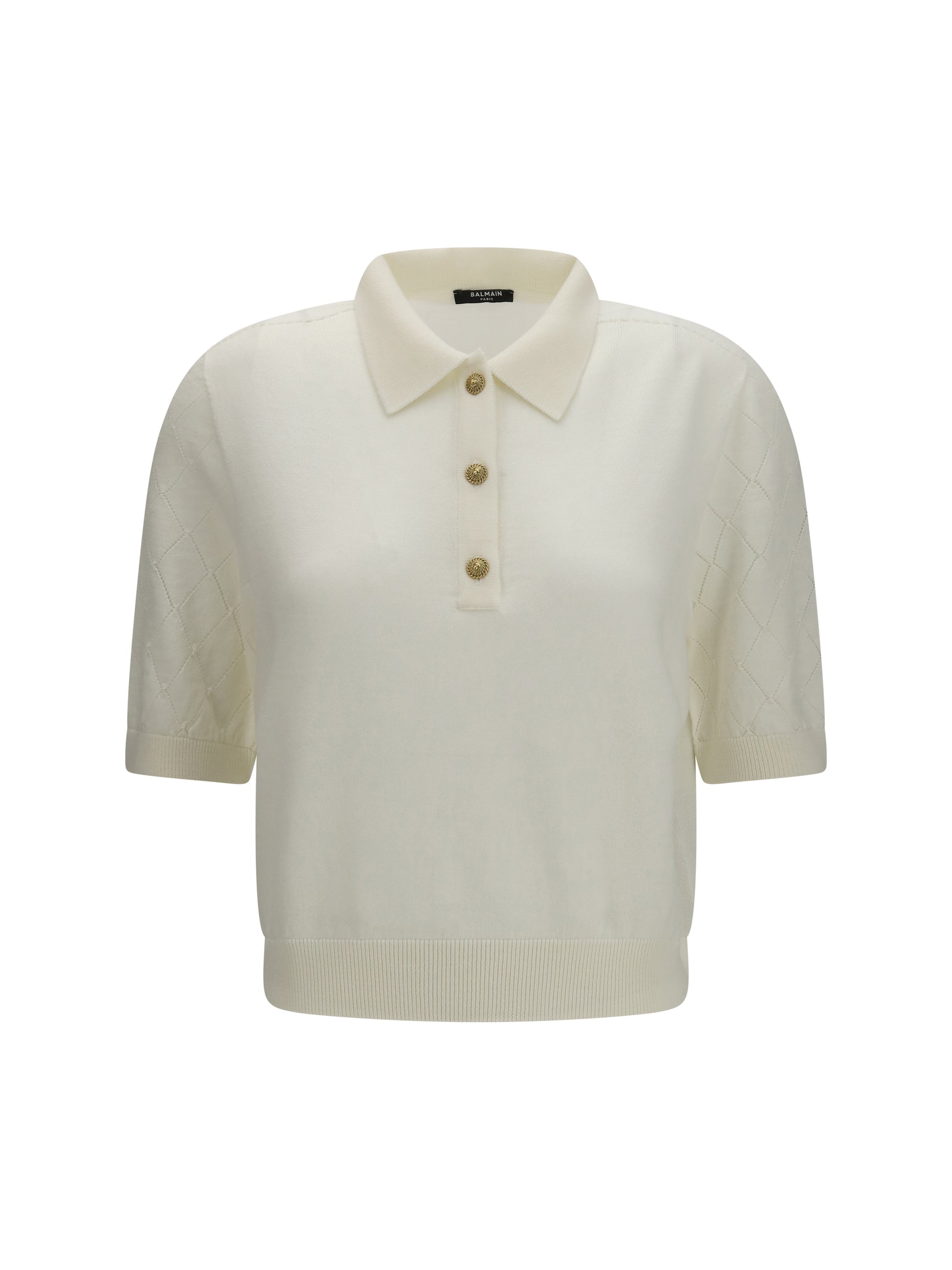 Balmain Women Wool Polo With Vintage Buttons BALMAIN