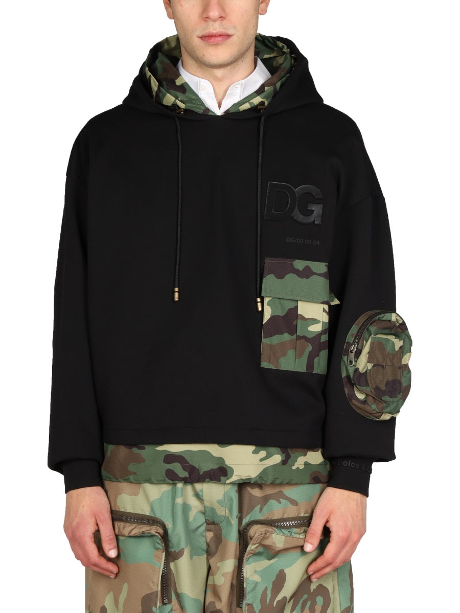 Dolce & Gabbana Men Sweatshirt With Camo Details DOLCE & GABBANA