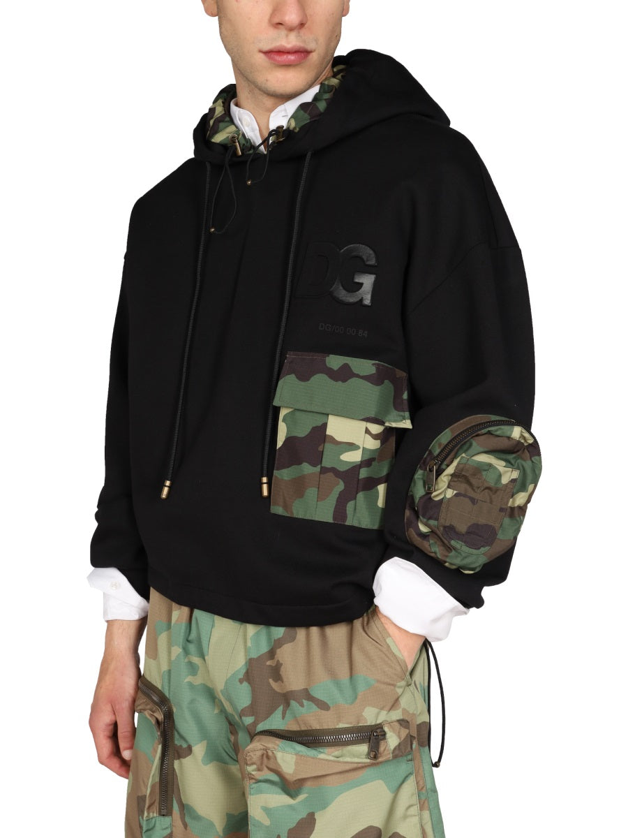 Dolce & Gabbana Men Sweatshirt With Camo Details DOLCE & GABBANA