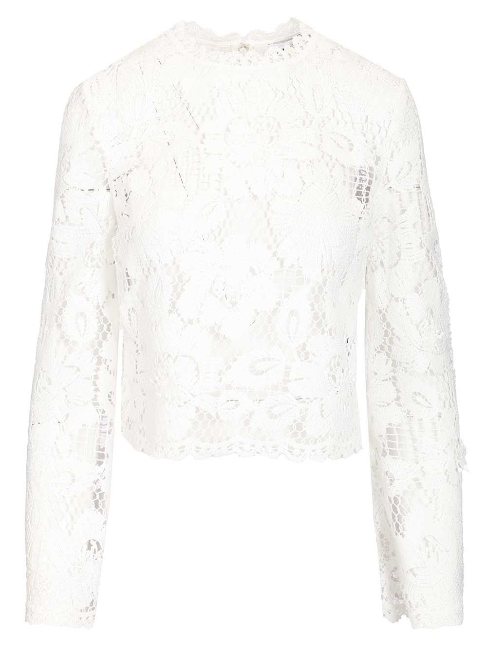 Self-Portrait Women White Crochet Lace Top SELF-PORTRAIT