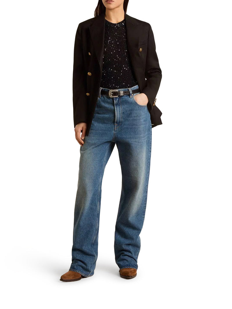 Golden Goose Deluxe Brand Women Net Mesh Top With Sequins And Contrasting Details GOLDEN GOOSE