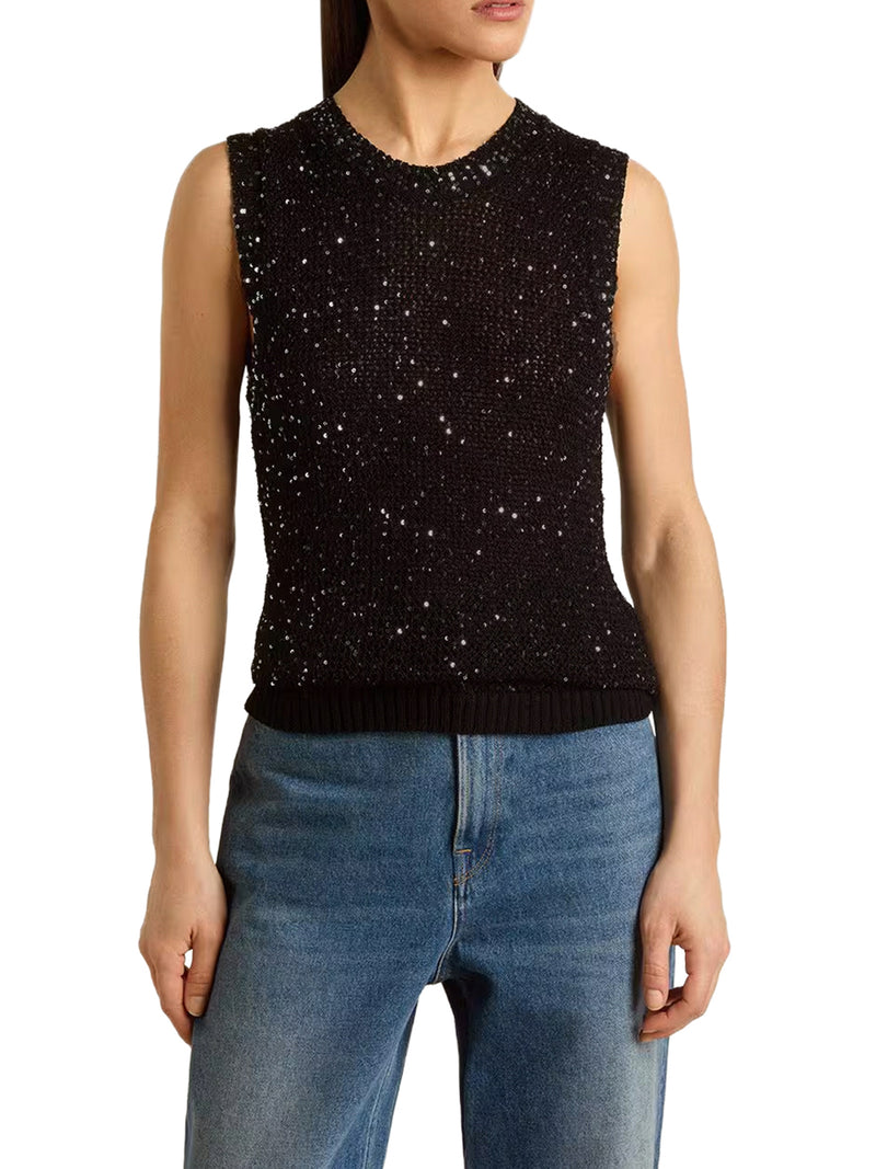 Golden Goose Deluxe Brand Women Net Mesh Top With Sequins And Contrasting Details GOLDEN GOOSE