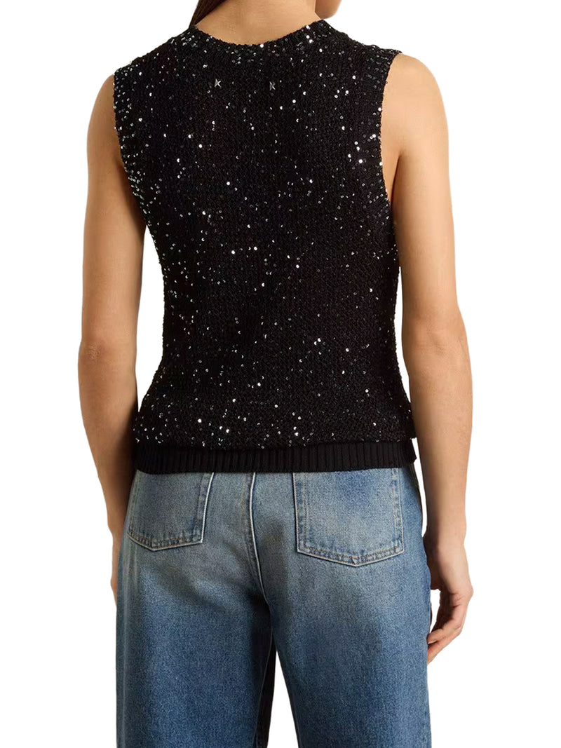 Golden Goose Deluxe Brand Women Net Mesh Top With Sequins And Contrasting Details GOLDEN GOOSE