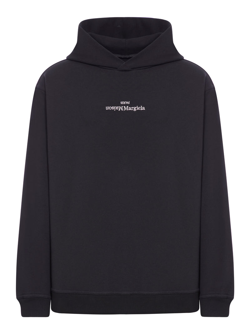 Maison Margiela Men Oversized Black Cotton Sweatshirt MAISON MARGIELA