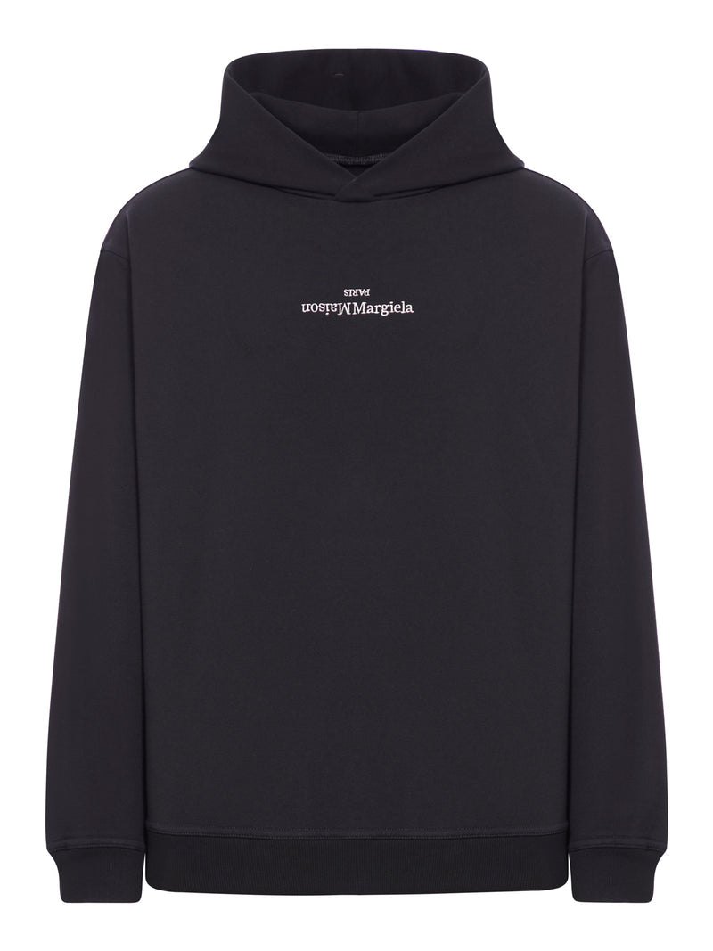 Maison Margiela Men Oversized Black Cotton Sweatshirt MAISON MARGIELA