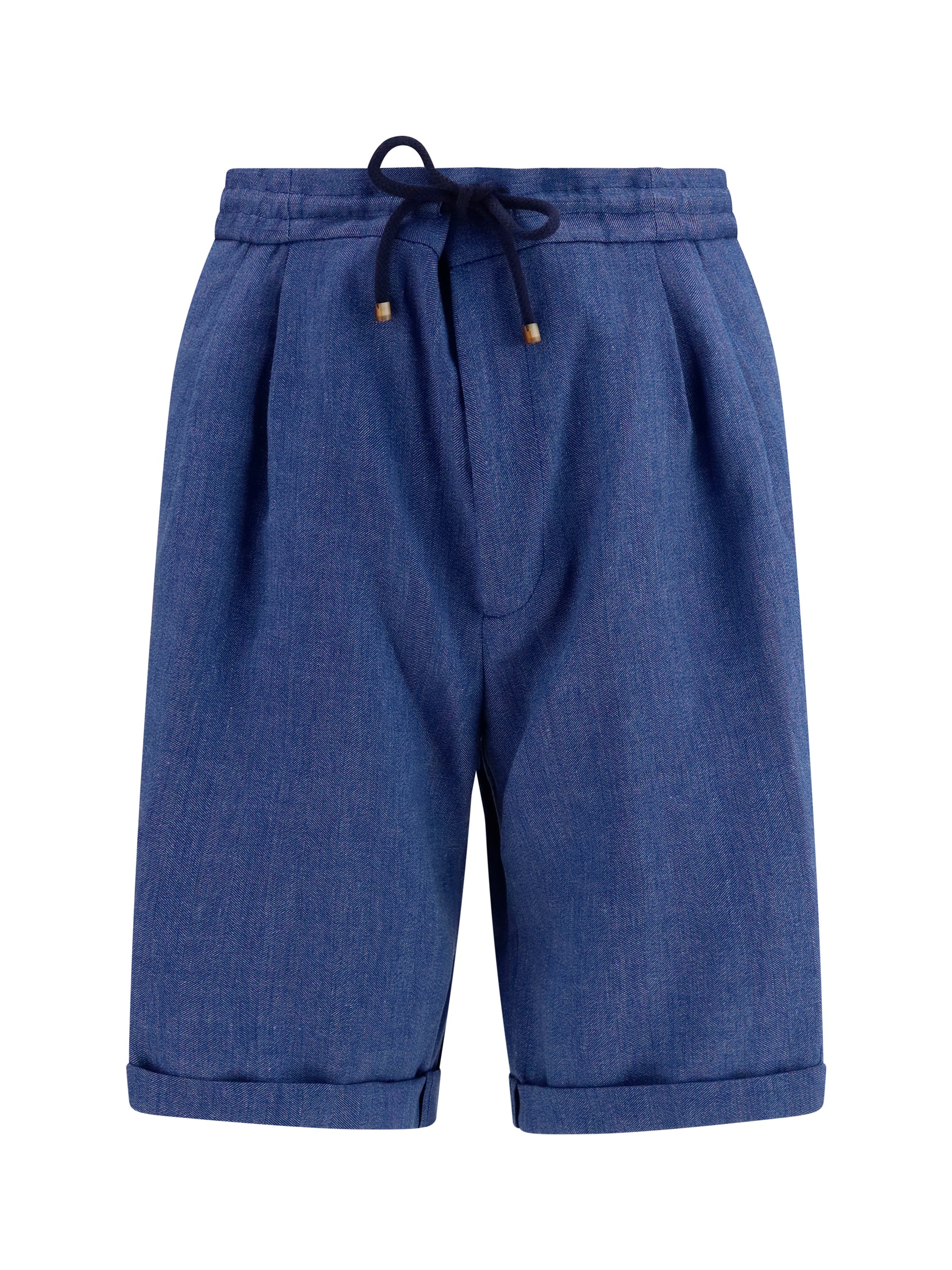 Brunello Cucinelli Men Linen And Virgin Wool Chevron Bermuda Shorts BRUNELLO CUCINELLI