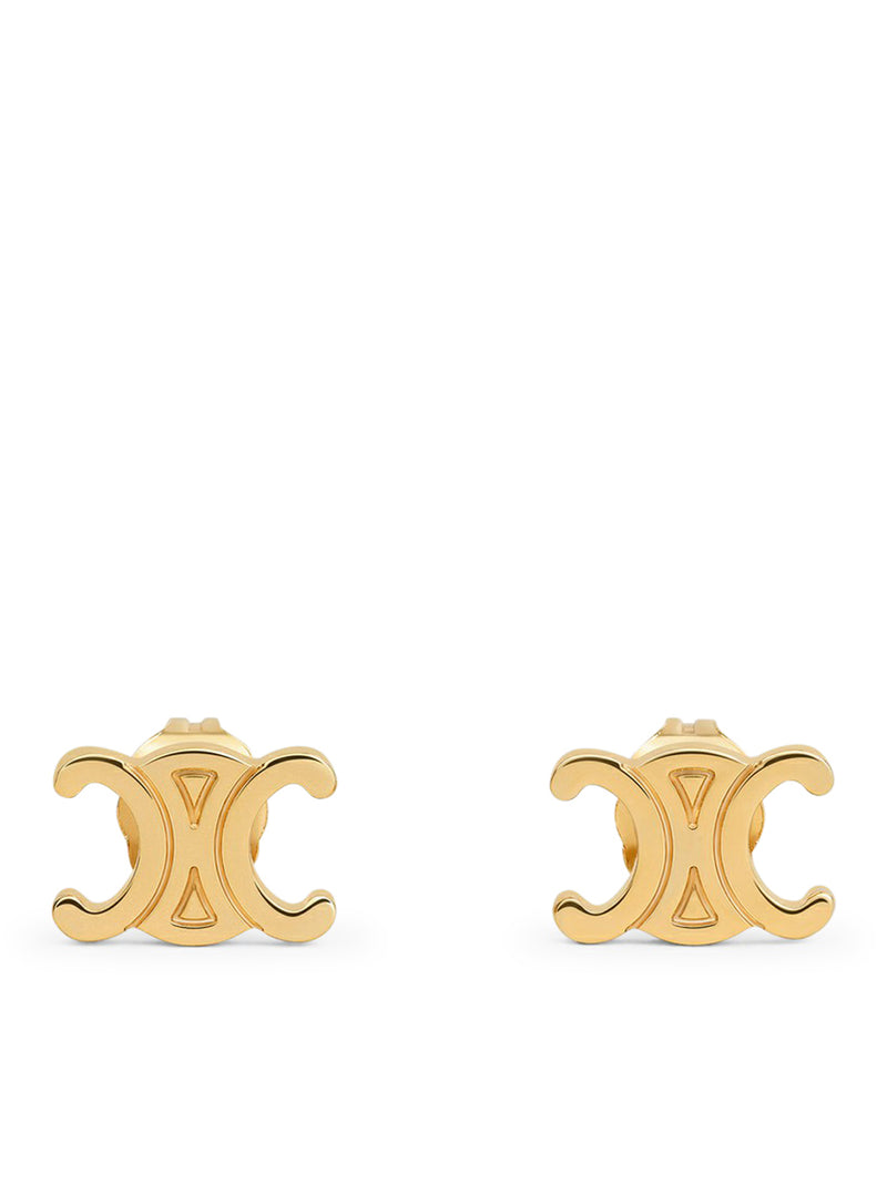 Celine Women Triomphe Earrings In Brass Gold Finish CELINE