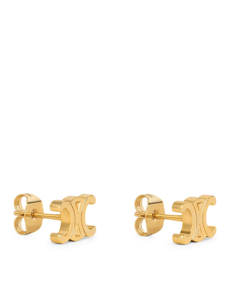 Celine Women Triomphe Earrings In Brass Gold Finish CELINE