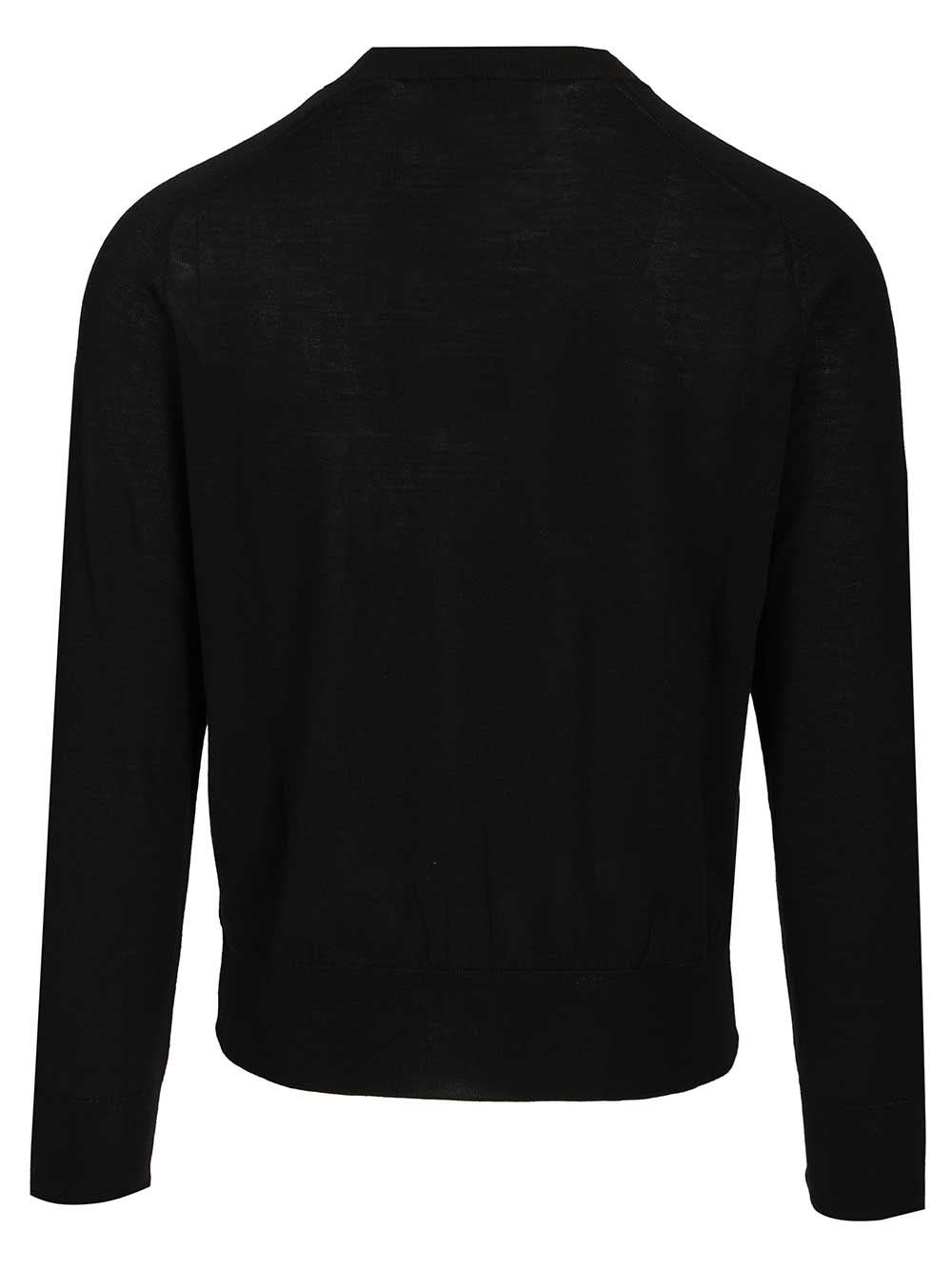 Ami Men Quota -Crewneck Sweater With Contrasted Ami De Coeur Exrafine Merino Wool AMI PARIS