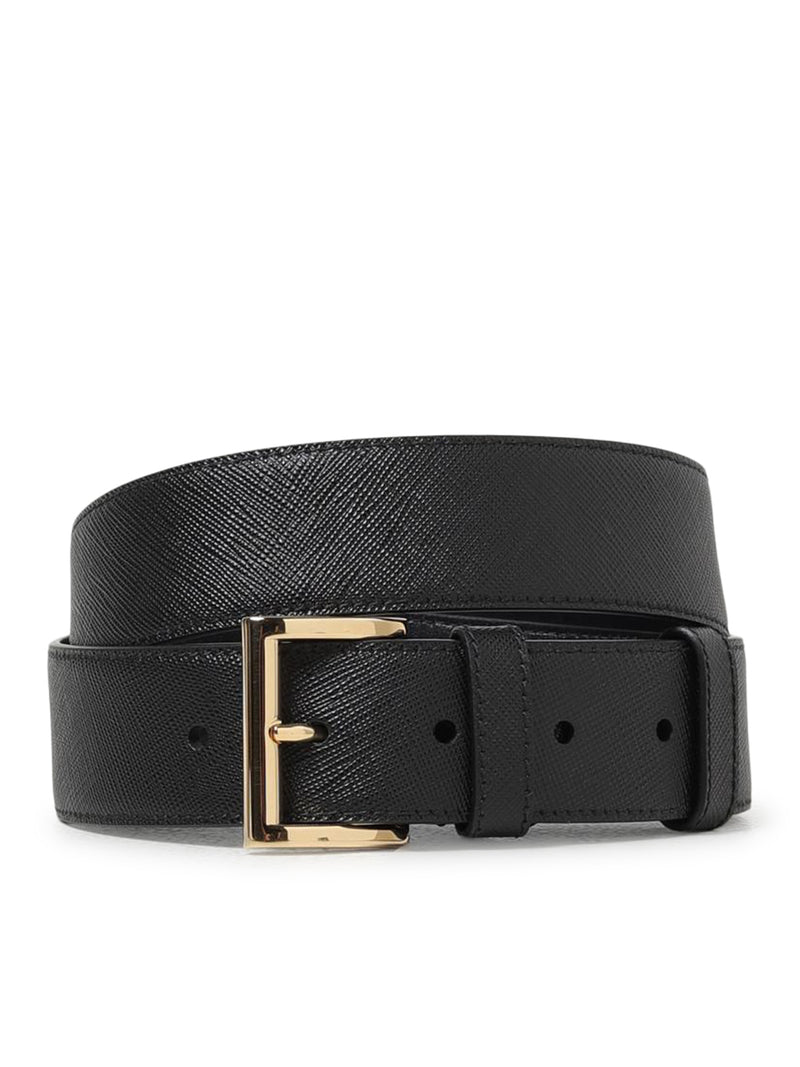 Prada Women Saffiano Belt With Logo Plate PRADA