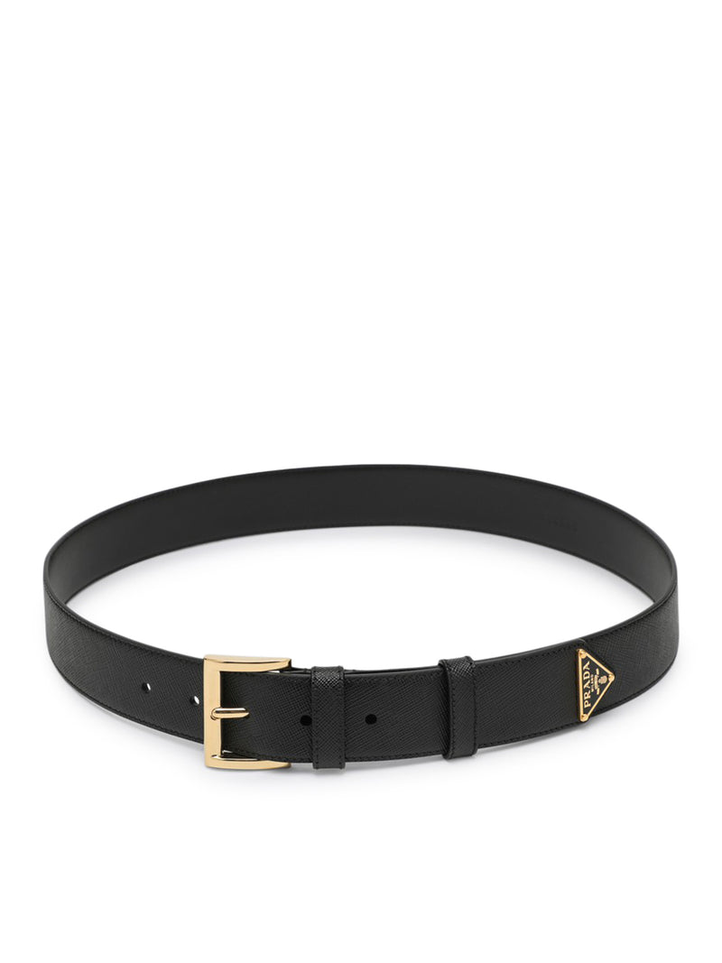 Prada Women Saffiano Belt With Logo Plate PRADA