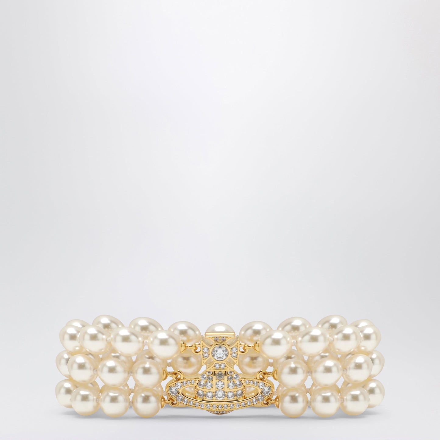 Vivienne Westwood Gold Orb Three-Row Bracelet With Pearls Women VIVIENNE WESTWOOD