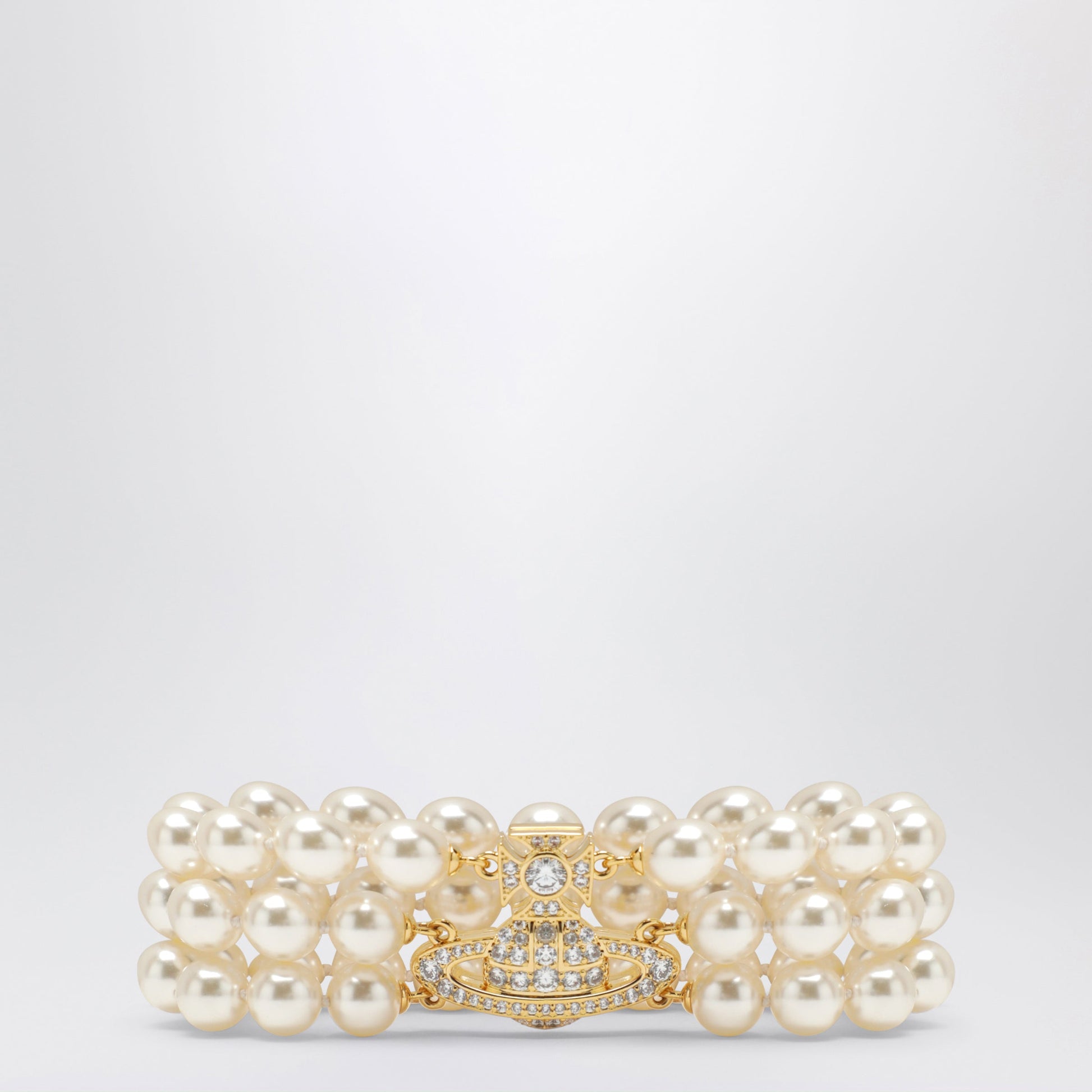 Vivienne Westwood Gold Orb Three-Row Bracelet With Pearls Women VIVIENNE WESTWOOD