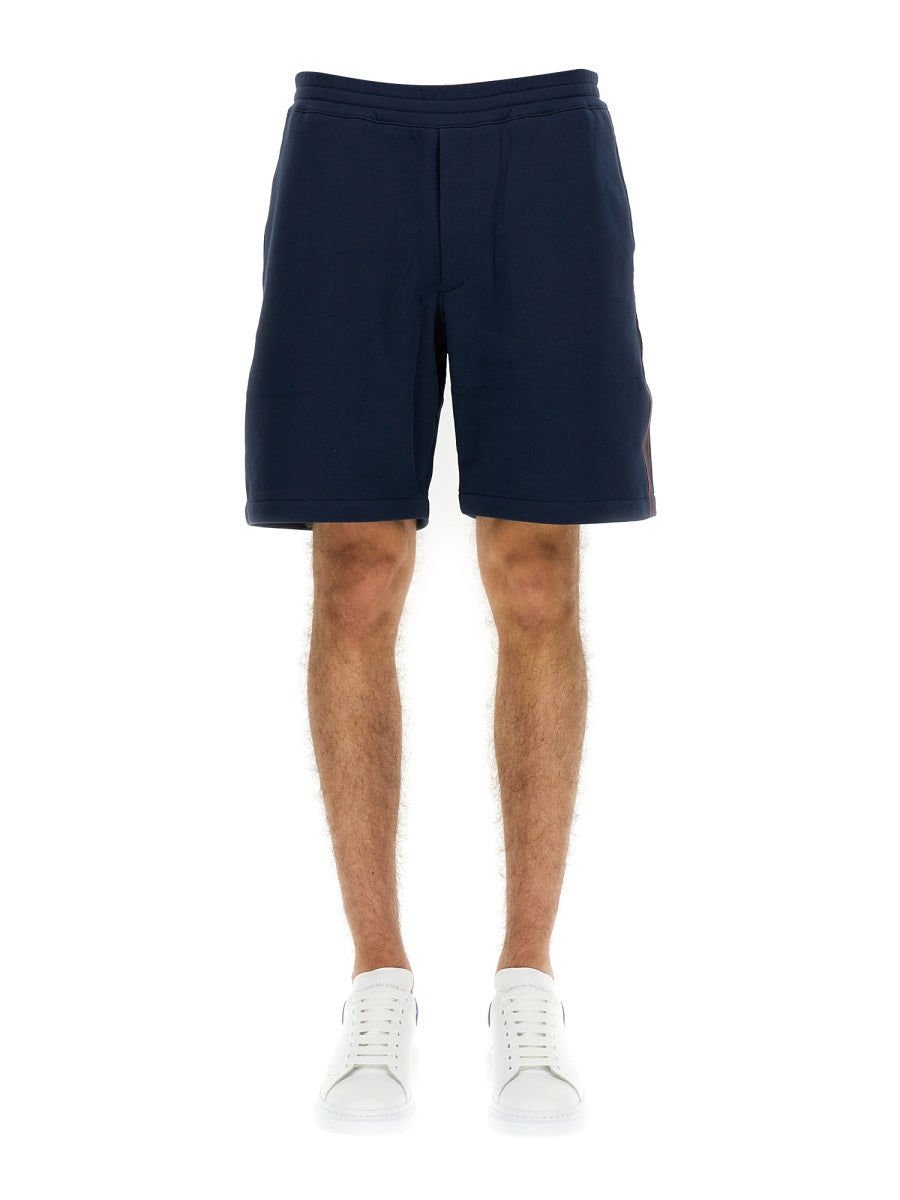 Alexander Mcqueen Men Bermuda Shorts With Selvedge Logo Band ALEXANDER MCQUEEN