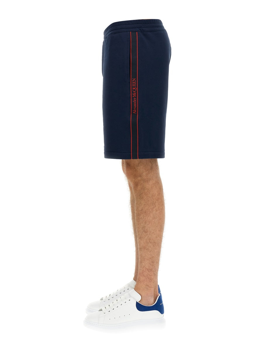 Alexander Mcqueen Men Bermuda Shorts With Selvedge Logo Band ALEXANDER MCQUEEN