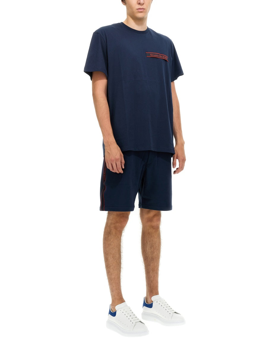 Alexander Mcqueen Men Bermuda Shorts With Selvedge Logo Band ALEXANDER MCQUEEN