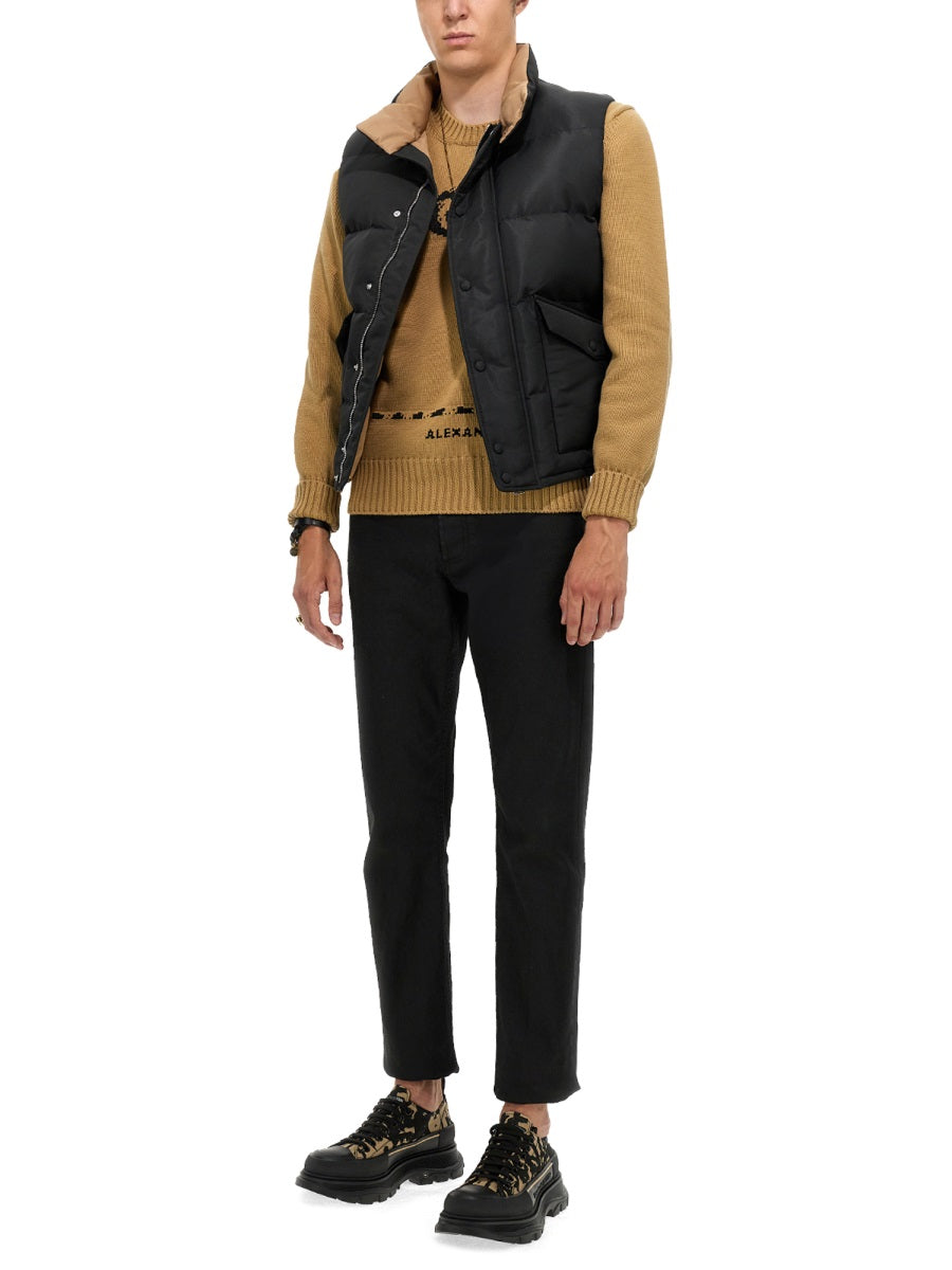 Alexander Mcqueen Men Graffiti Logo Print Down Vest ALEXANDER MCQUEEN