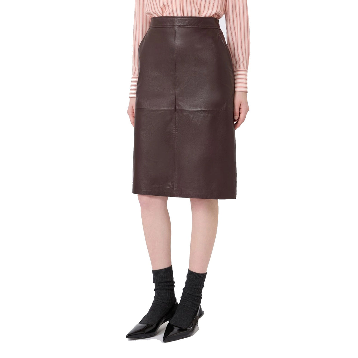 Max Mara Studio Timore Leather Pencil Skirt Women MAX MARA STUDIO