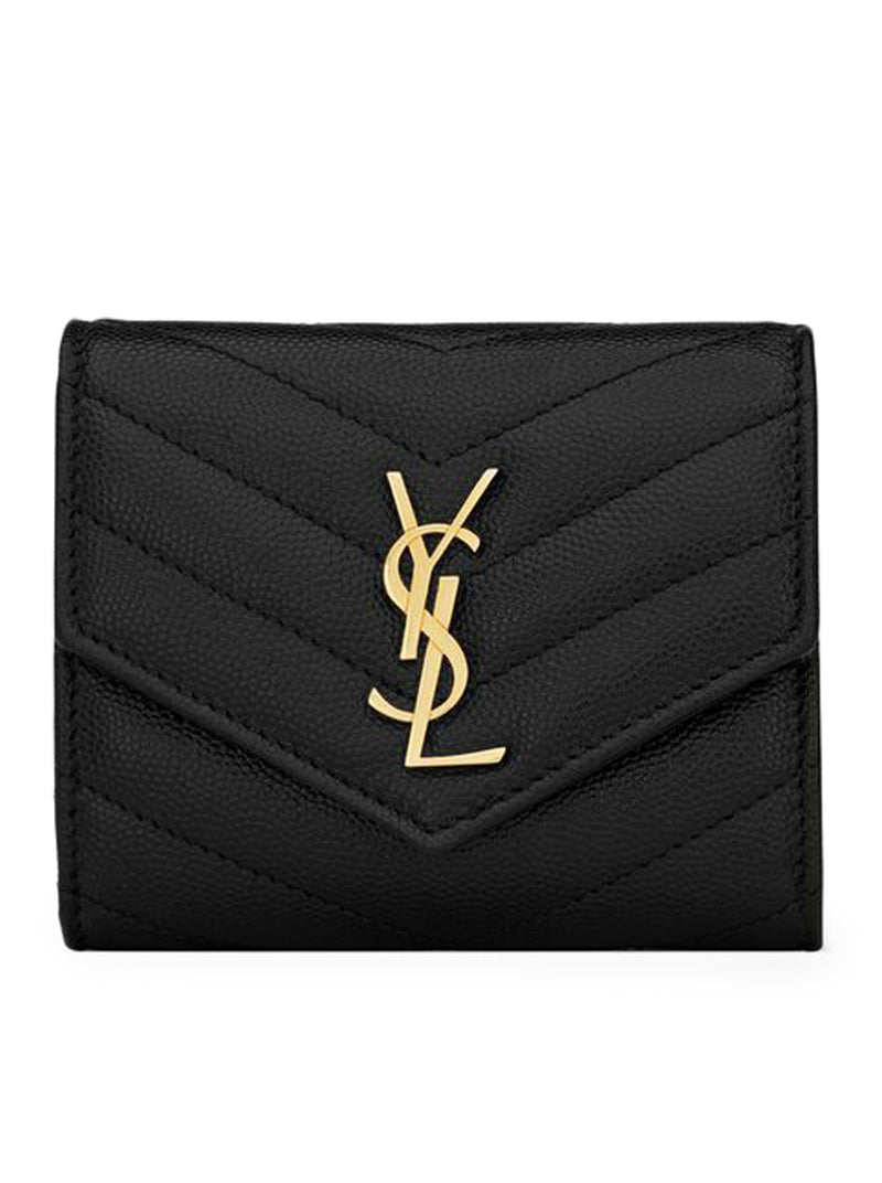 Saint Laurent Women Cassandre Matelassé Multi-Folded Wallet In Grain De Poudre Embossed Leather SAINT LAURENT
