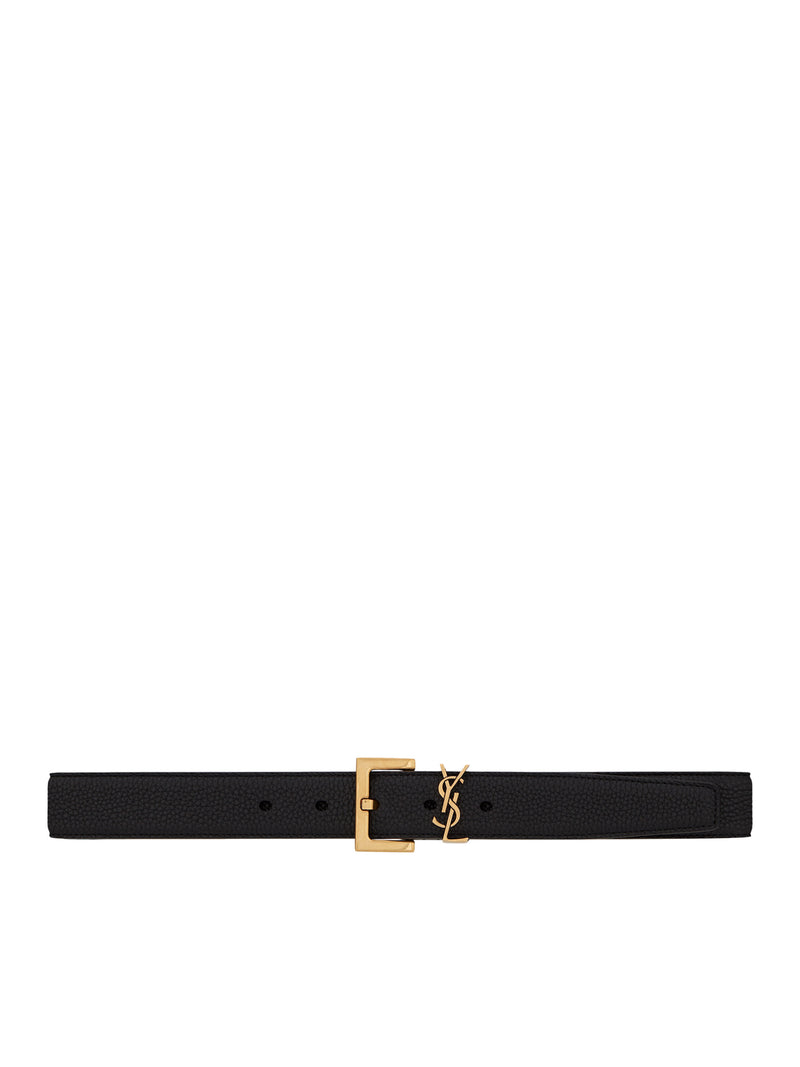 Saint Laurent Women Cassandre Belt With Square Buckle In Hammered Leather SAINT LAURENT