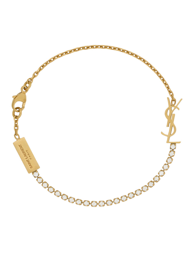 Saint Laurent Women Bracelet With Cassandre Charm In Metal And Rhinestones SAINT LAURENT