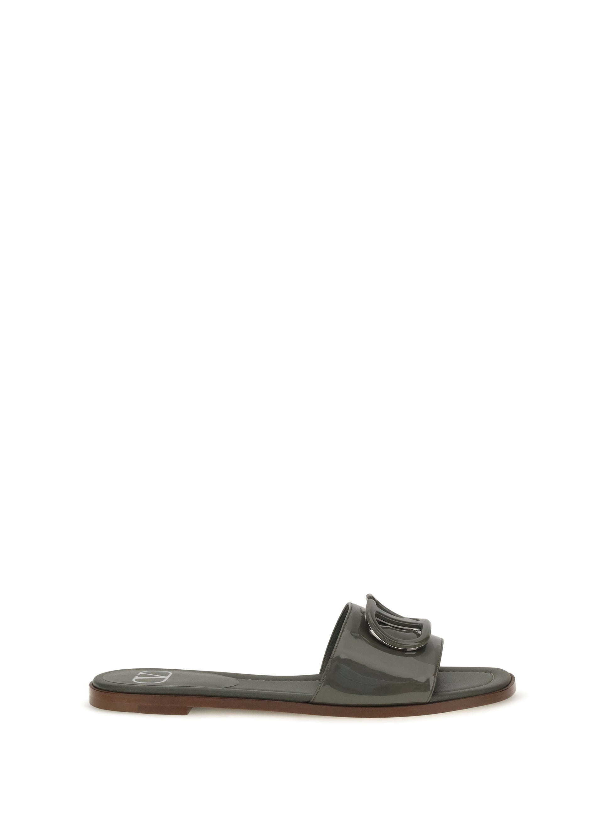 Valentino Garavani Women Vlogo Patent Leather Slide Sandals VALENTINO GARAVANI
