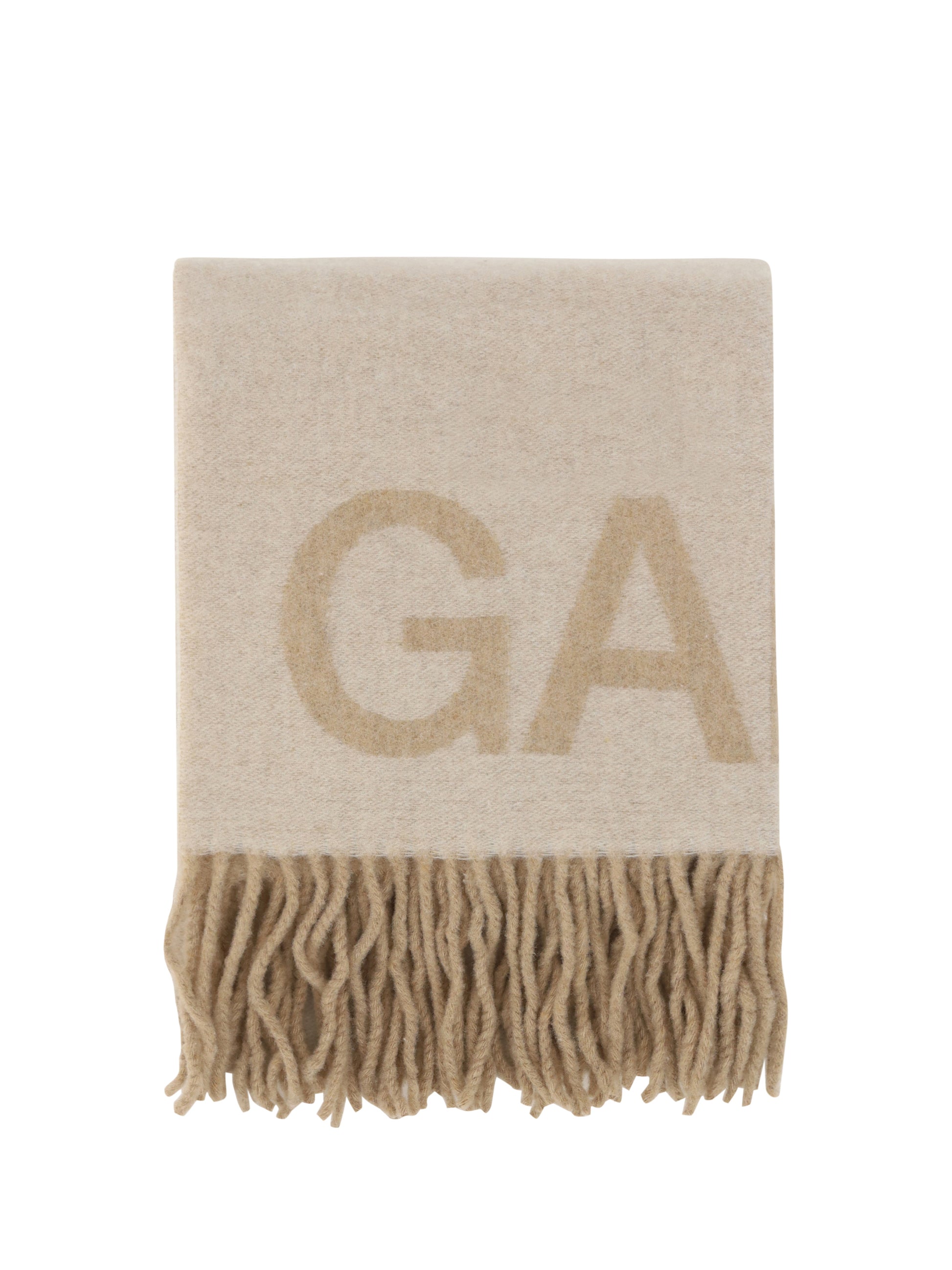 Ganni Women Fringed Wool Scarf GANNI