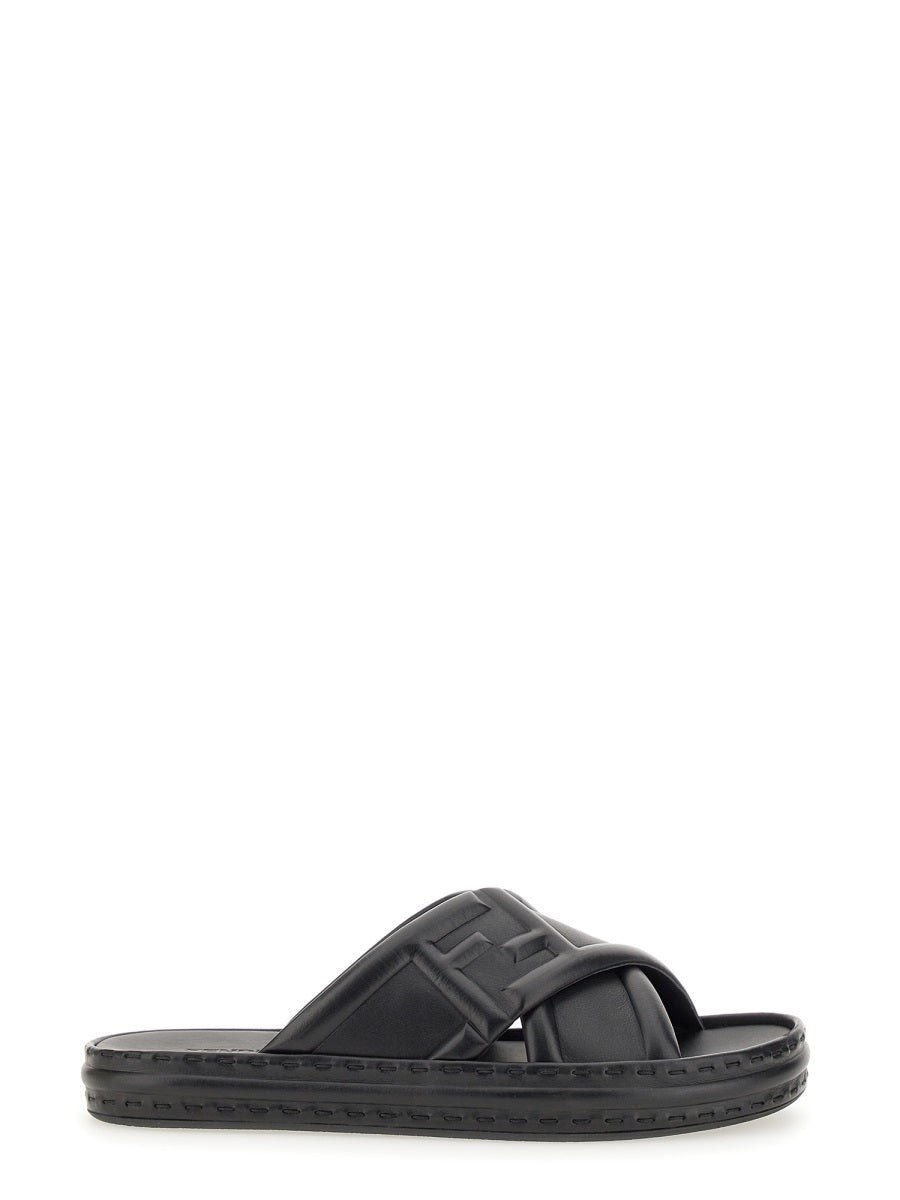 Fendi Men Black Leather Sandal FENDI