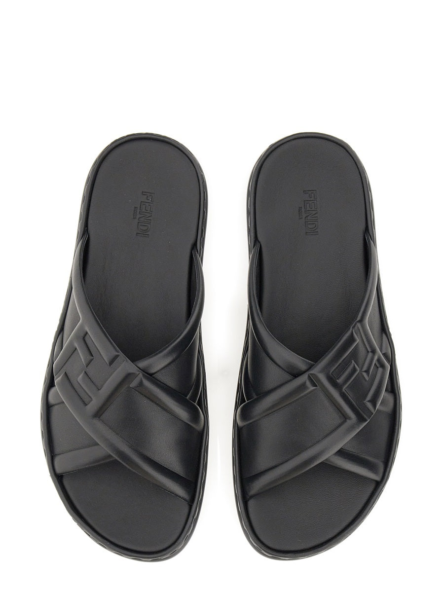 Fendi Men Black Leather Sandal FENDI