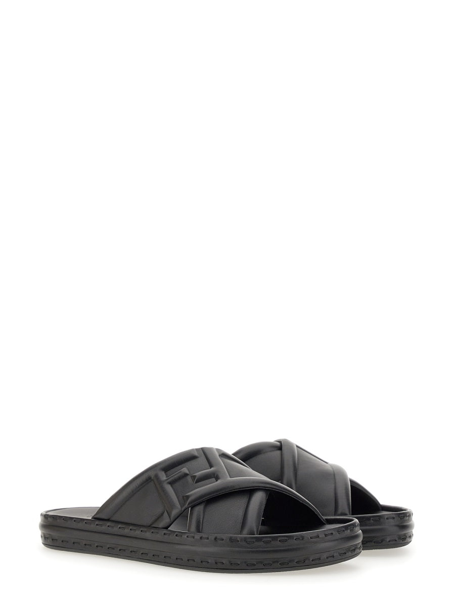 Fendi Men Black Leather Sandal FENDI