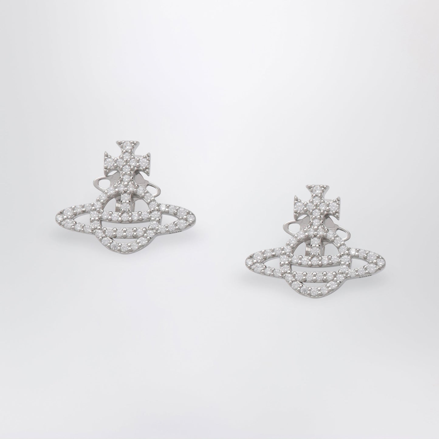 Vivienne Westwood Platinum-Tone Metal Orb Earrings With Crystals Women VIVIENNE WESTWOOD