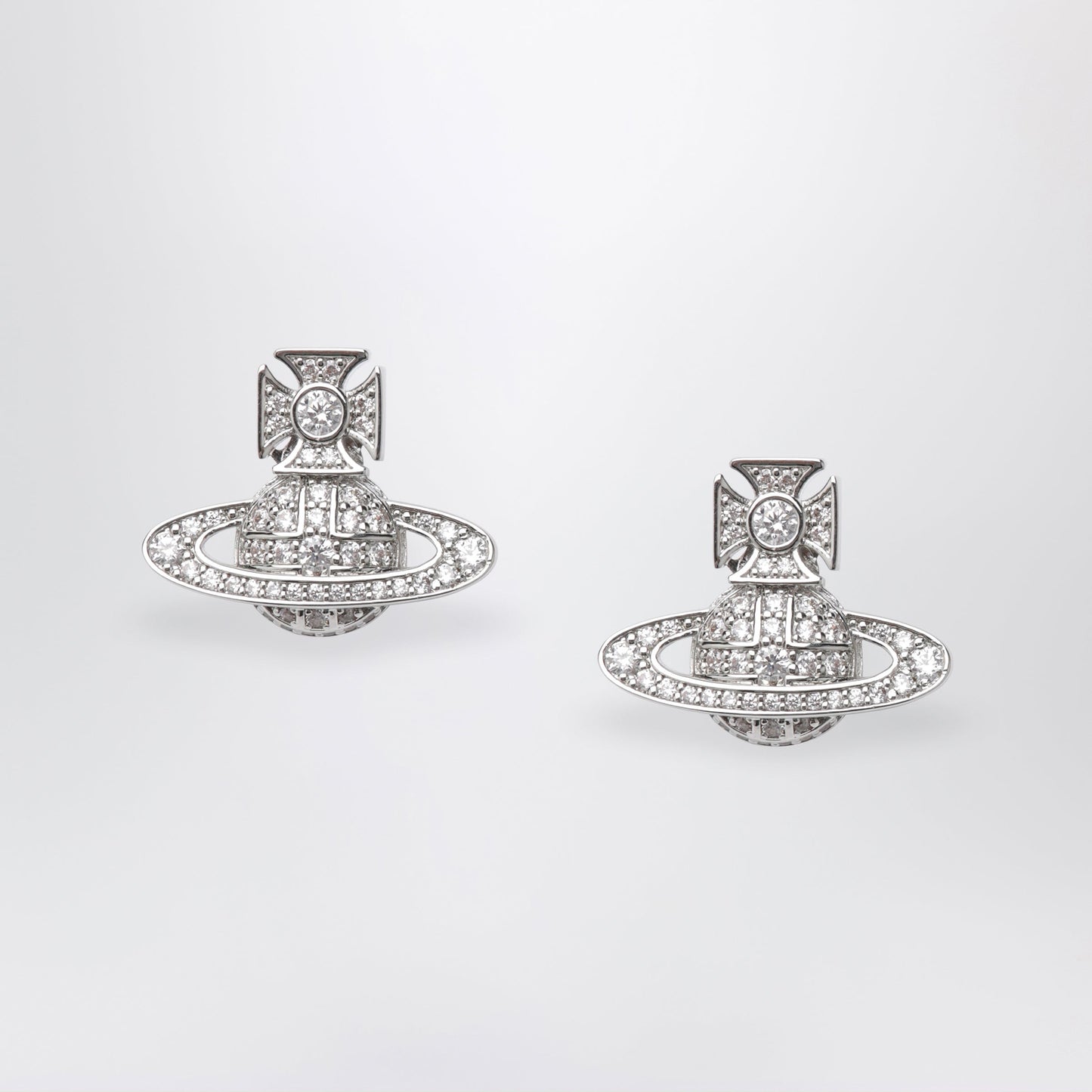 Vivienne Westwood Platinum-Tone Metal Orb Earrings With Crystals Women VIVIENNE WESTWOOD
