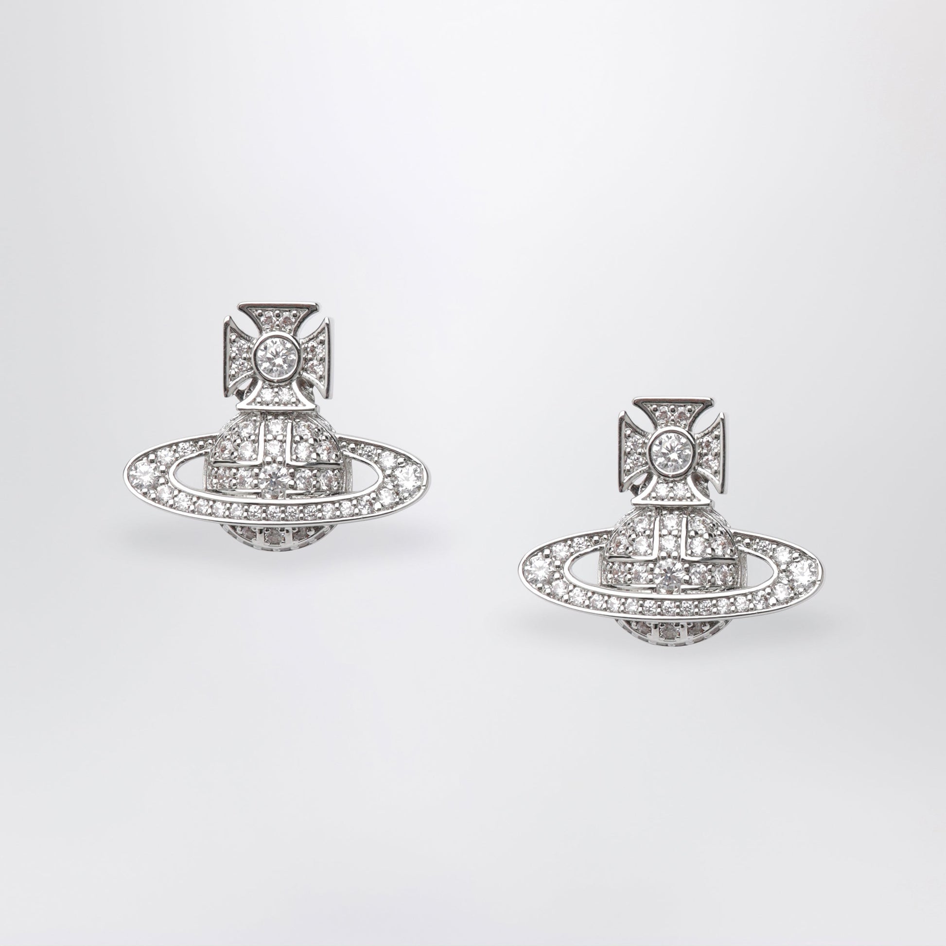 Vivienne Westwood Platinum-Tone Metal Orb Earrings With Crystals Women VIVIENNE WESTWOOD