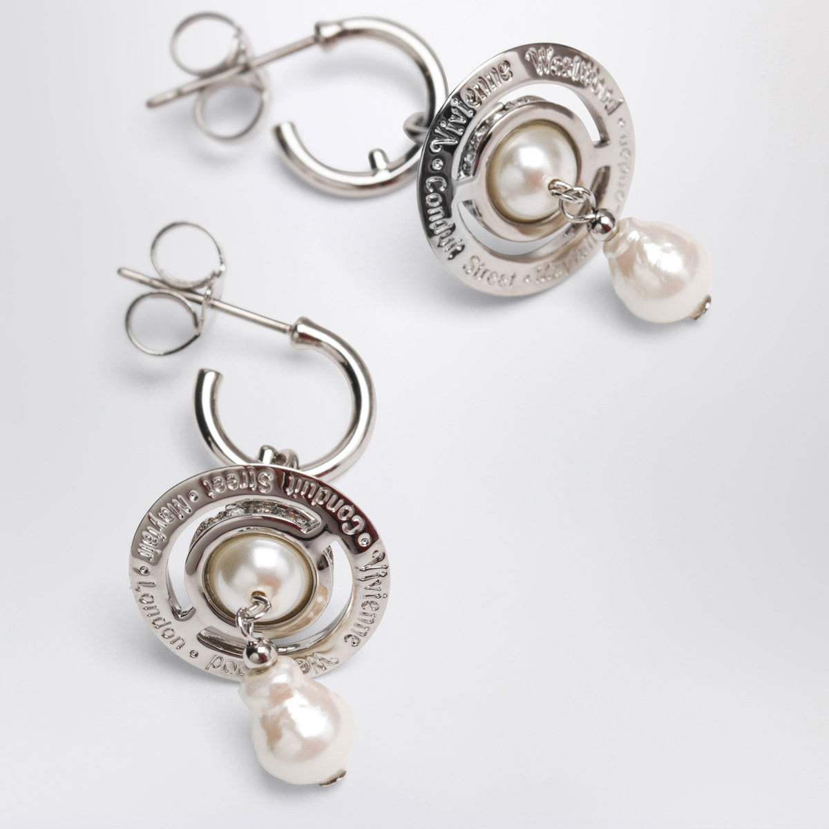 Vivienne Westwood Platinum Pearl Stud Earrings Women VIVIENNE WESTWOOD