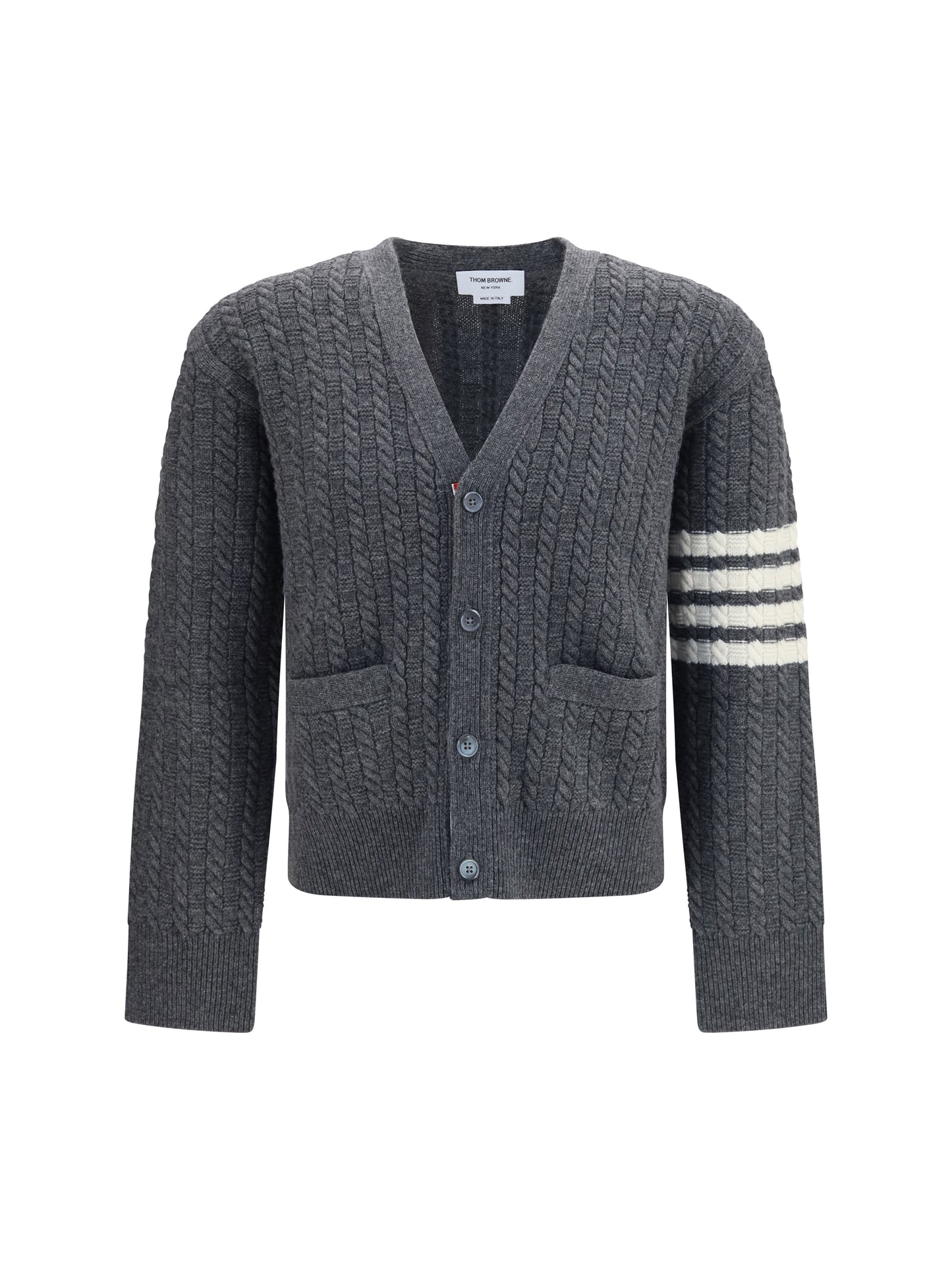 Thom Browne Men V-Neck Sweater With Anchor Embroidery On The Back THOM BROWNE
