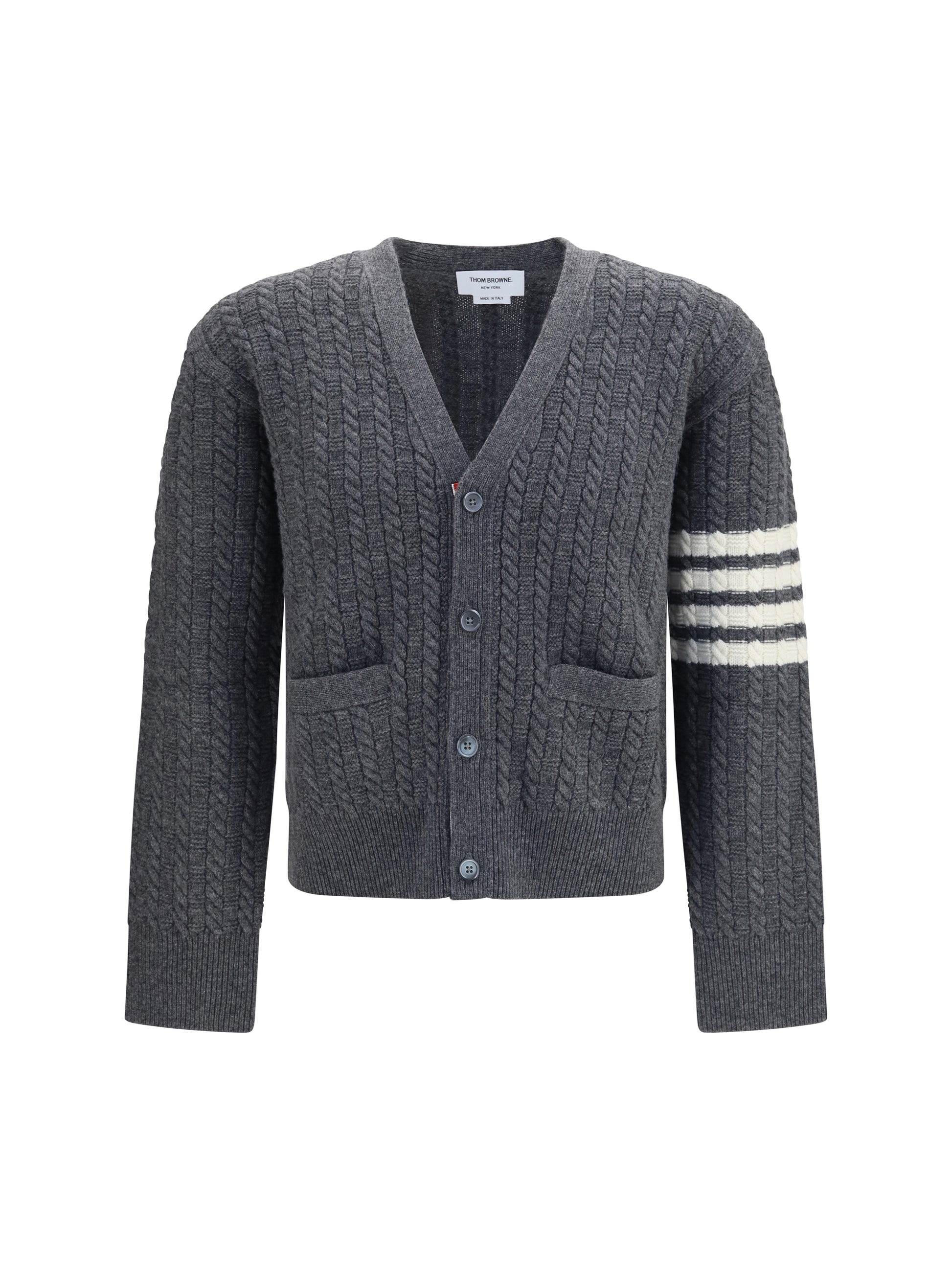 Thom Browne Men V-Neck Sweater With Anchor Embroidery On The Back THOM BROWNE