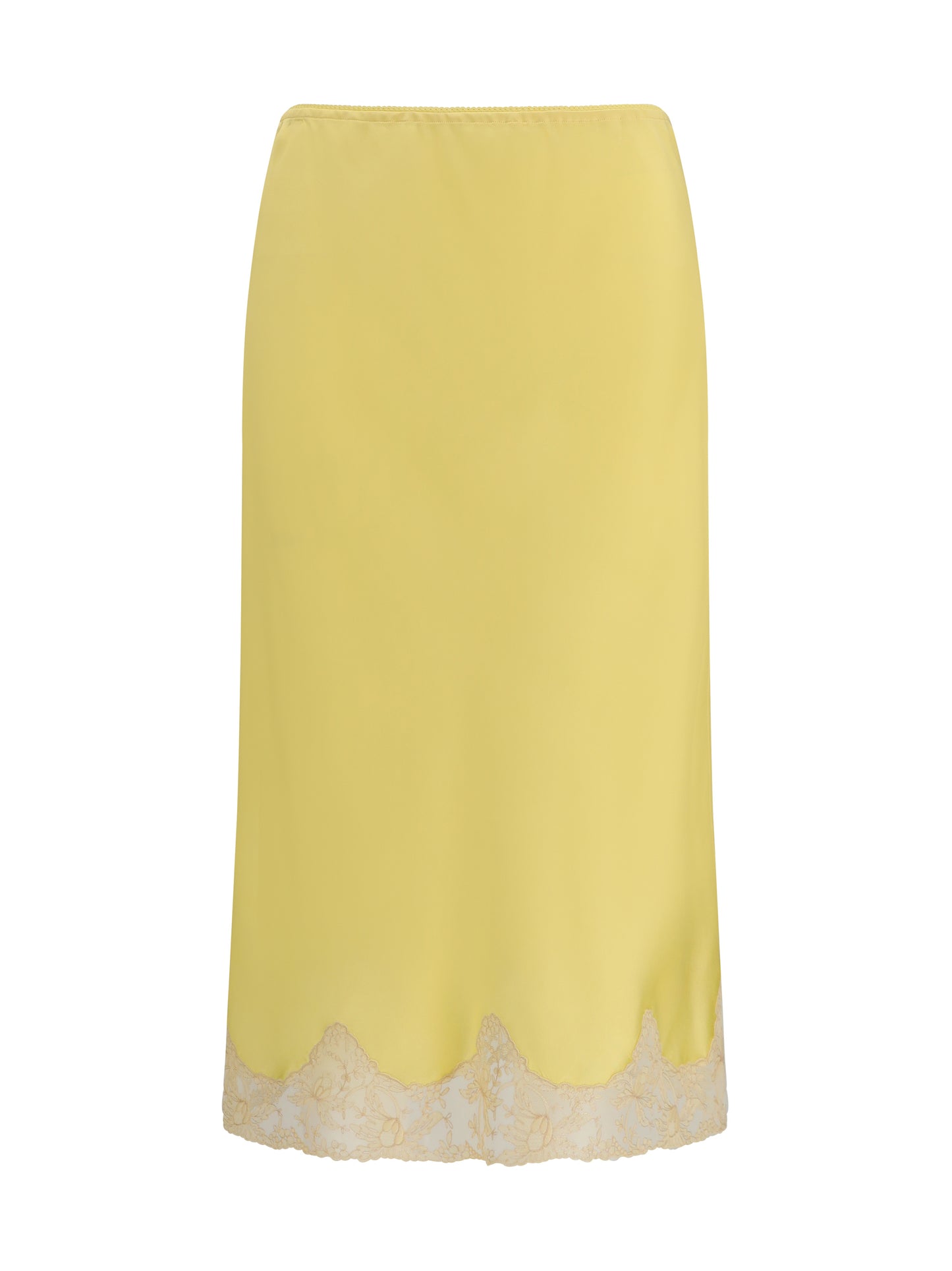 Saint Laurent Women Satin Midi Skirt With Lace Inserts SAINT LAURENT