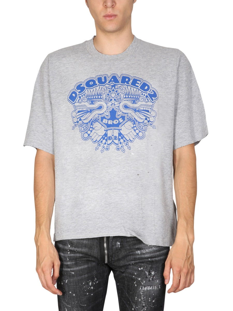 Dsquared Men Dragon Bros Football T-Shirt DSQUARED2