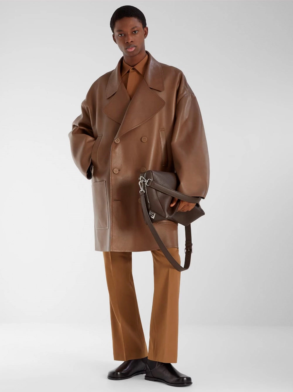 Fendi Men Oversize Leather Trench FENDI