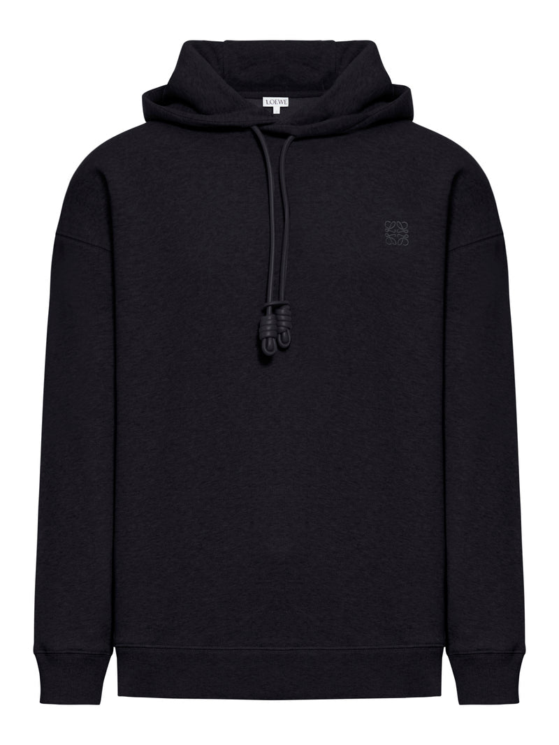Loewe Men Sweatshirt With Drawstring In Leather And Anagram LOEWE