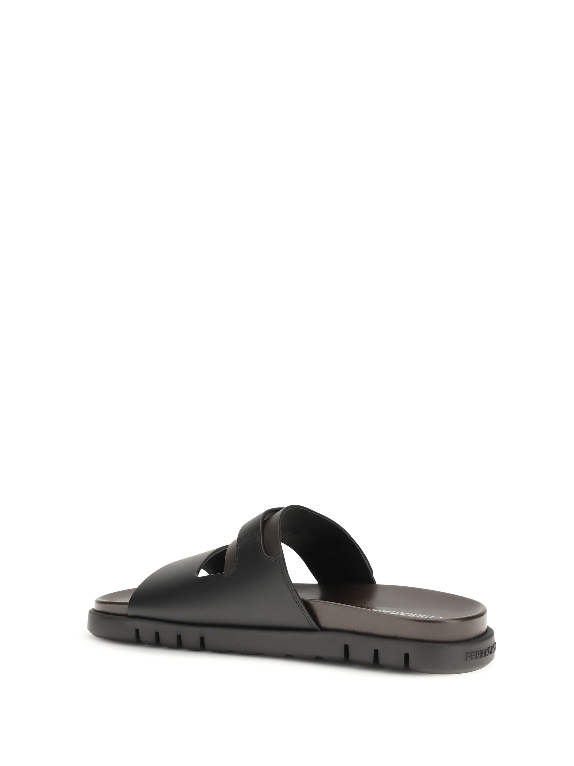 Ferragamo Men Double-Strap Leather Sandals FERRAGAMO