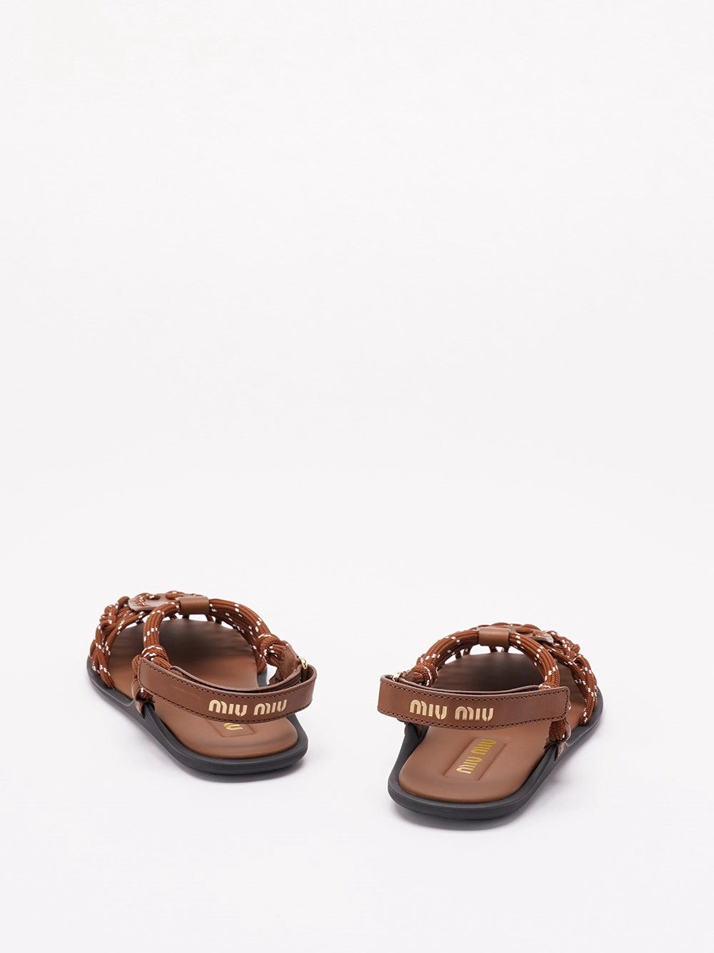 Miu Miu Women Flat Cord And Leather Sandals MIU MIU